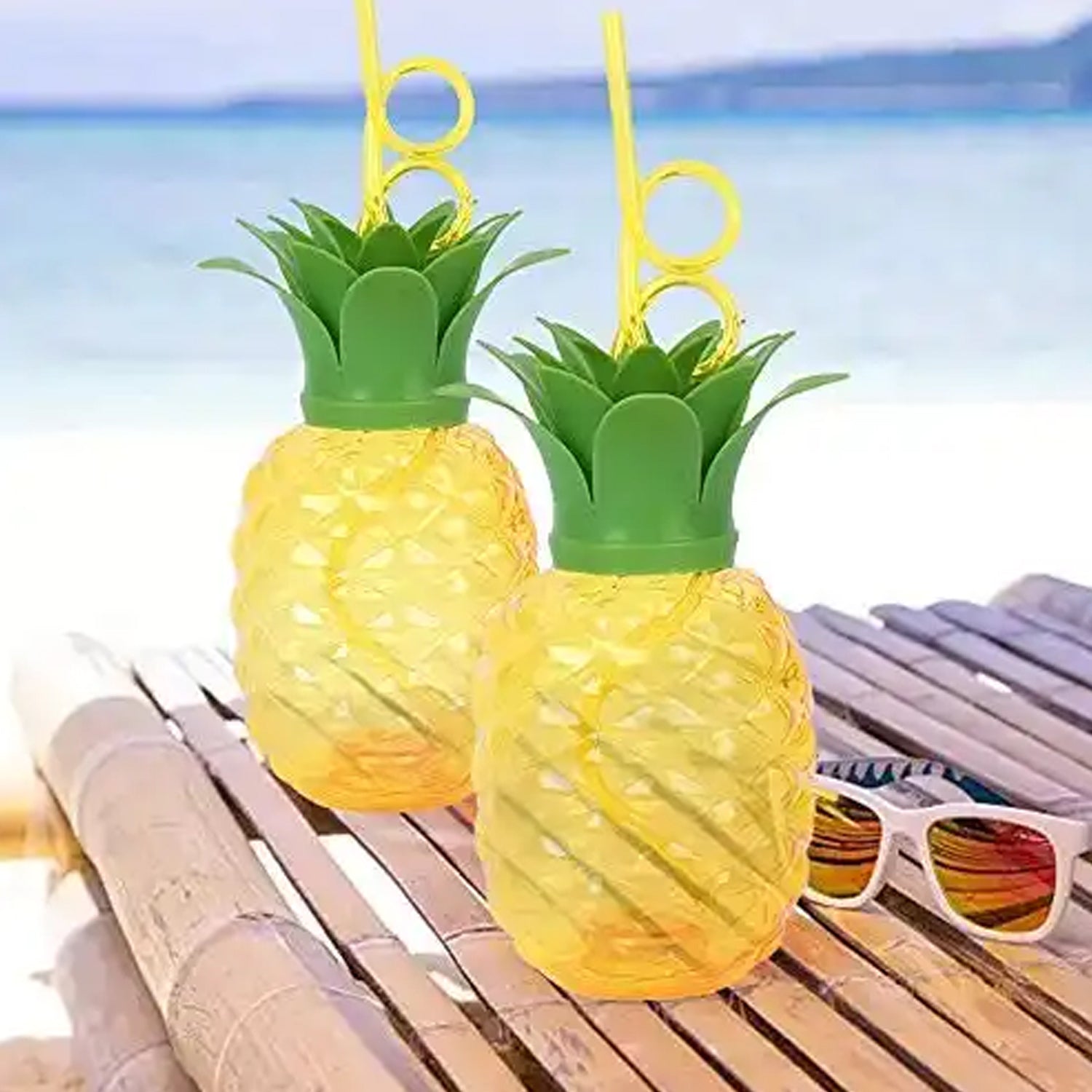 Plastic Pineapple Cups with Straw (1 Pc) - Party Favors, Hawaiian, Beach - Shivani Jaswal Plastic Pineapple Cups with Straw (1 Pc) - Party Favors, Hawaiian, Beach