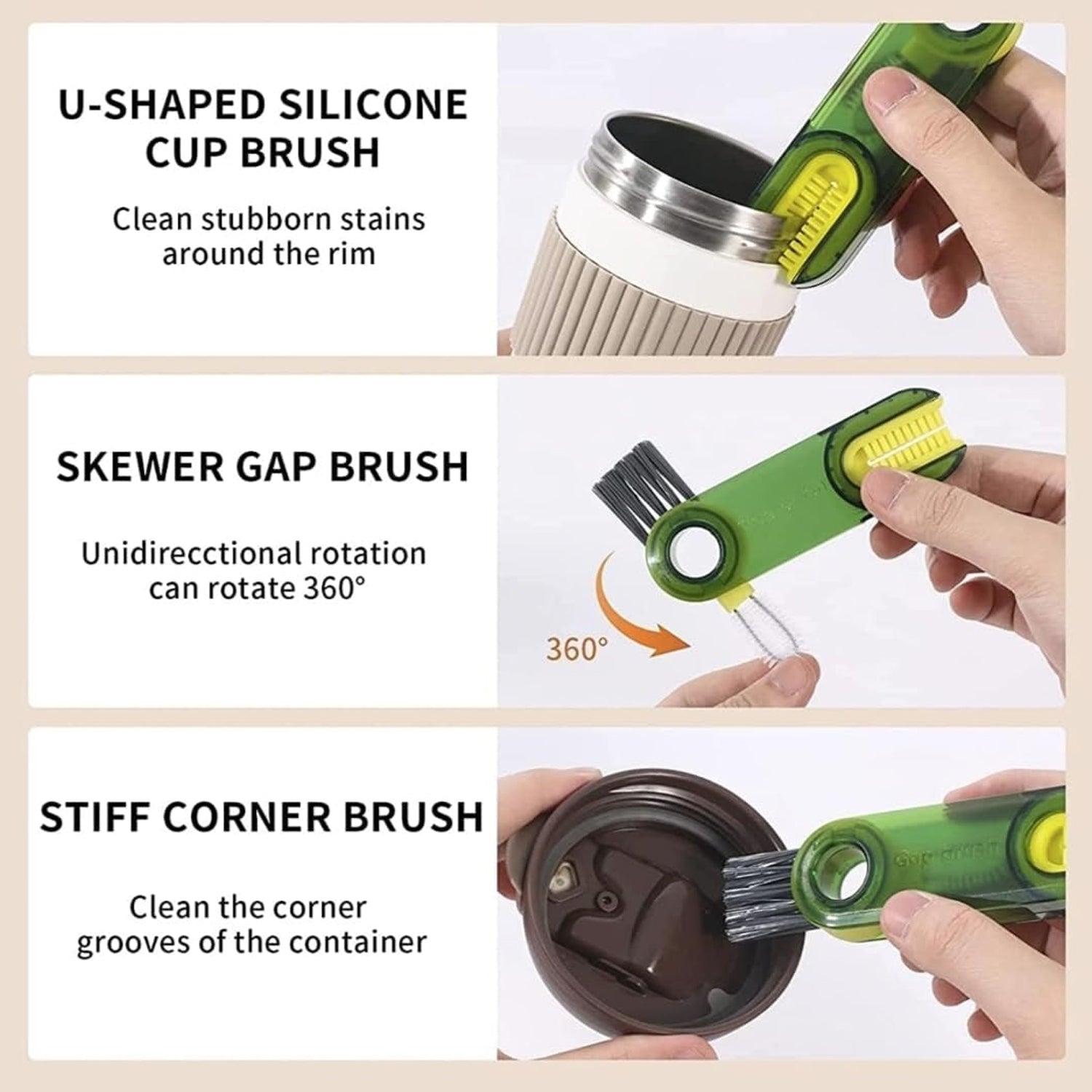 3-in-1 Multifunctional Bottle & Cup Cleaning Brush – Lid & Cover Scrubber for Kitchen (1 Pc) - Shivani Jaswal 3-in-1 Multifunctional Bottle & Cup Cleaning Brush – Lid & Cover Scrubber for Kitchen (1 Pc)