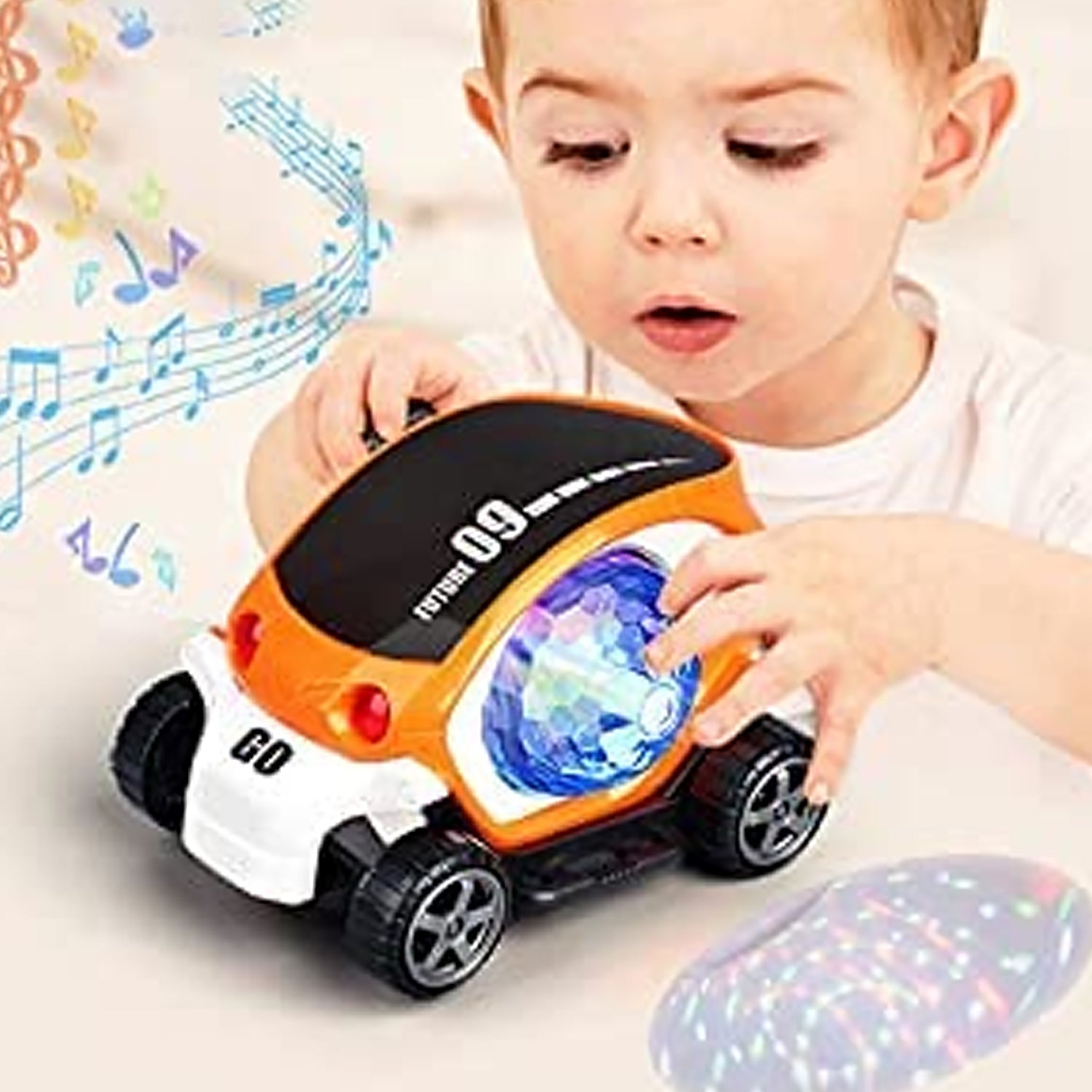 360° Rotating Stunt Car Toy – Bump & Go with 4D Lights, Music & Disco Ball (1 Pc, Battery Not Included) - Shivani Jaswal 360° Rotating Stunt Car Toy – Bump & Go with 4D Lights, Music & Disco Ball (1 Pc, Battery Not Included)