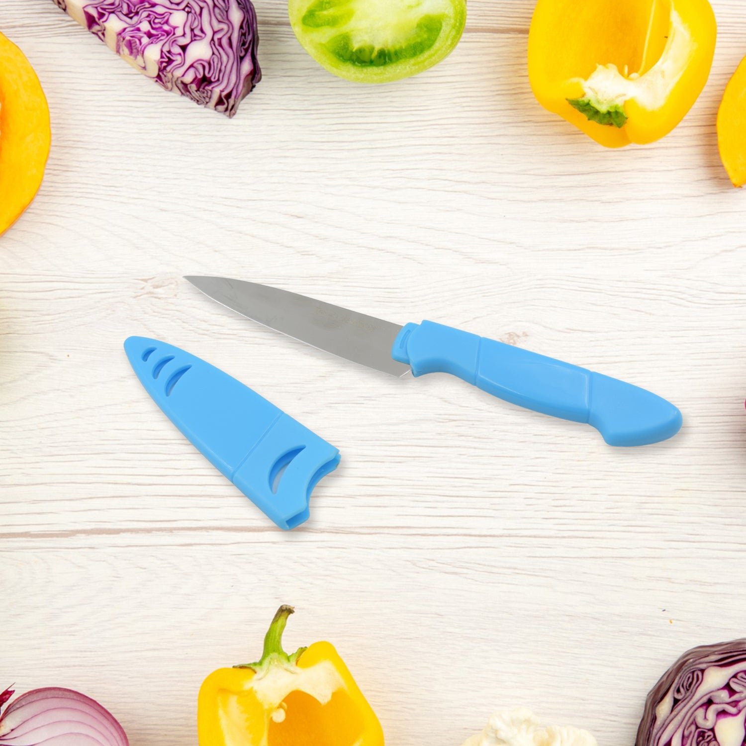 Stainless Steel Fruit Knife, New Sharp and Durable Fruit Knife Small, Comfortable Non-slip Handle, with Protective Cover, Suitable for Most Types of Vegetables and Fruits(1 Pc) - Shivani Jaswal Stainless Steel Fruit Knife, New Sharp and Durable Fruit Knife Small, Comfortable Non-slip Handle, with Protective Cover, Suitable for Most Types of Vegetables and Fruits(1 Pc)