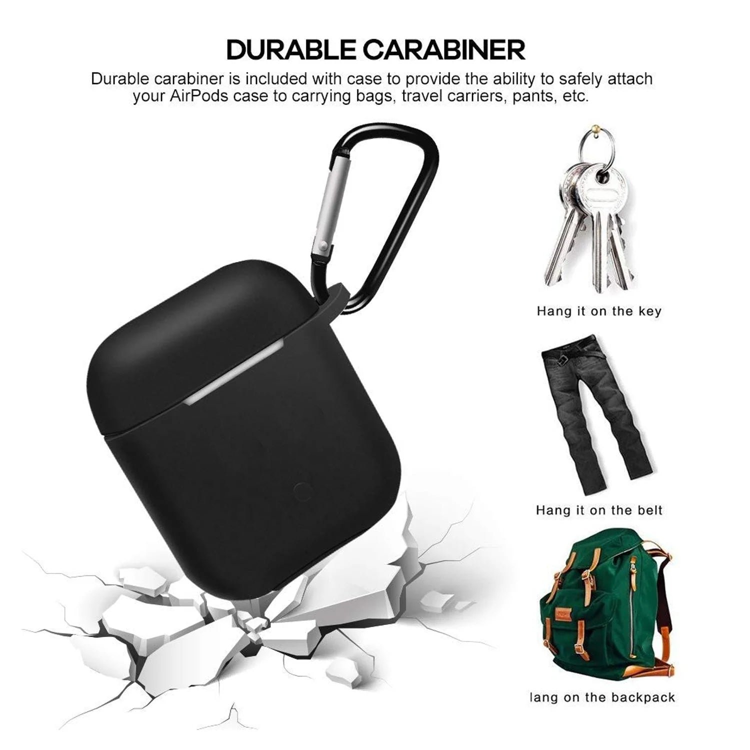 Silicone Shockproof Protection Wireless Headphones Carrying Box Cover with Metal Keychain - Shivani Jaswal Silicone Shockproof Protection Wireless Headphones Carrying Box Cover with Metal Keychain