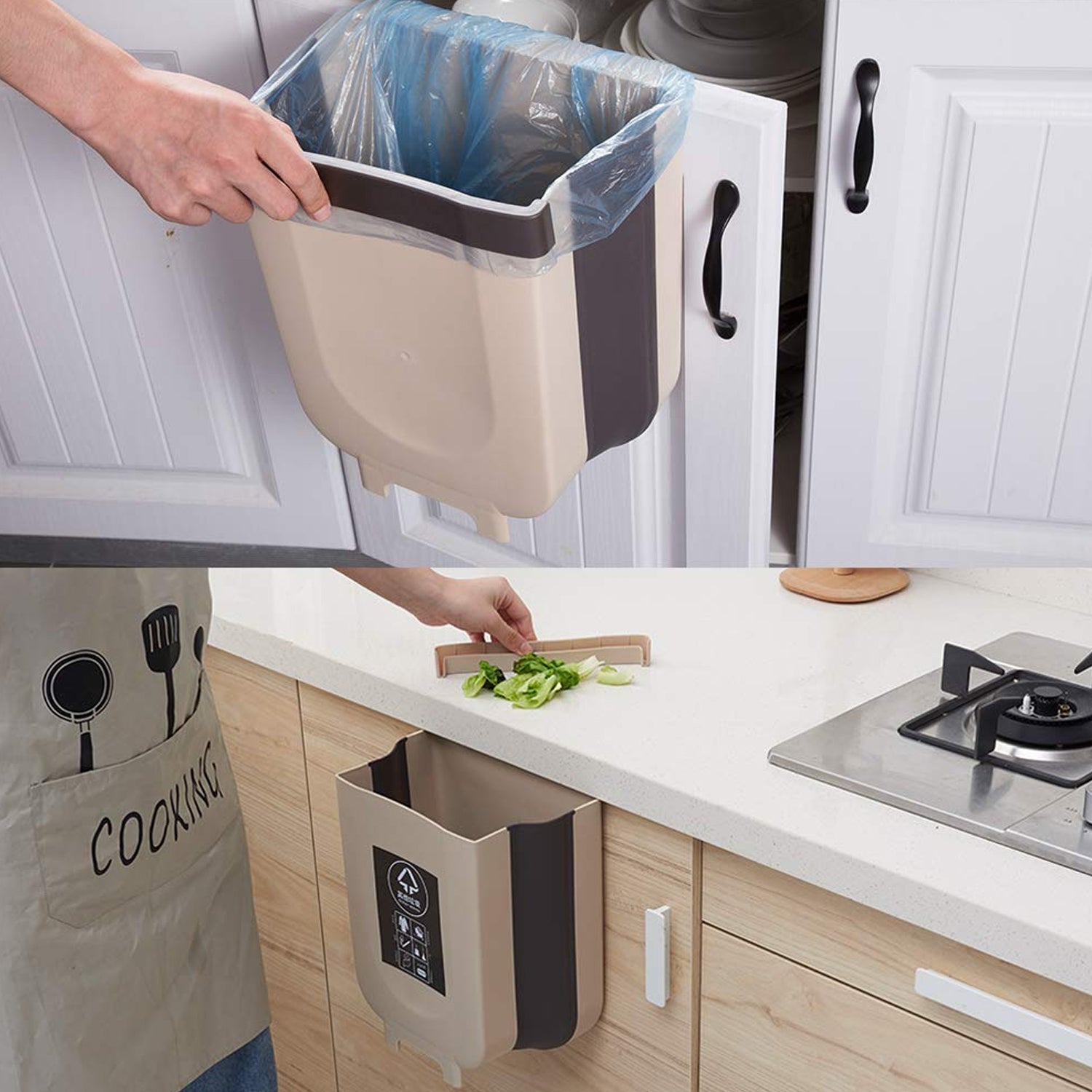 Hanging Trash Can for Kitchen Cabinet Door, Small Collapsible Foldable Waste Bins, Hanging Trash Holder for Bathroom Bedroom Office Car, Portable. - Shivani Jaswal Hanging Trash Can for Kitchen Cabinet Door, Small Collapsible Foldable Waste Bins, Hanging Trash Holder for Bathroom Bedroom Office Car, Portable.