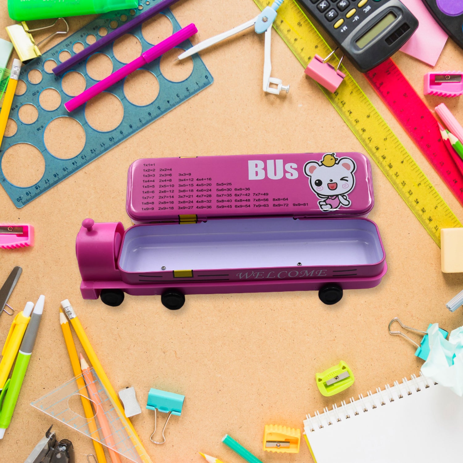 Double Decker Metal Bus Compass Case – 2-Layer with Movable Wheels & Sharpener for Kids - Shivani Jaswal Double Decker Metal Bus Compass Case – 2-Layer with Movable Wheels & Sharpener for Kids