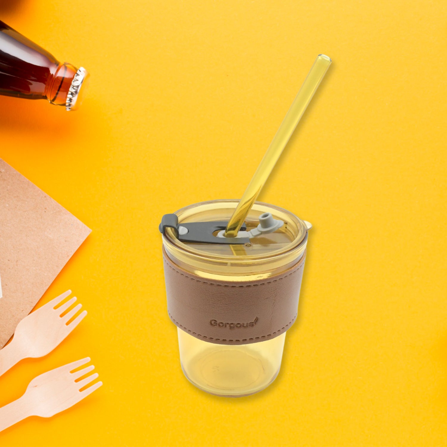 Glass Coffee Mug with Straw & Lid: Perfect for Home & Travel - Shivani Jaswal Glass Coffee Mug with Straw & Lid: Perfect for Home & Travel