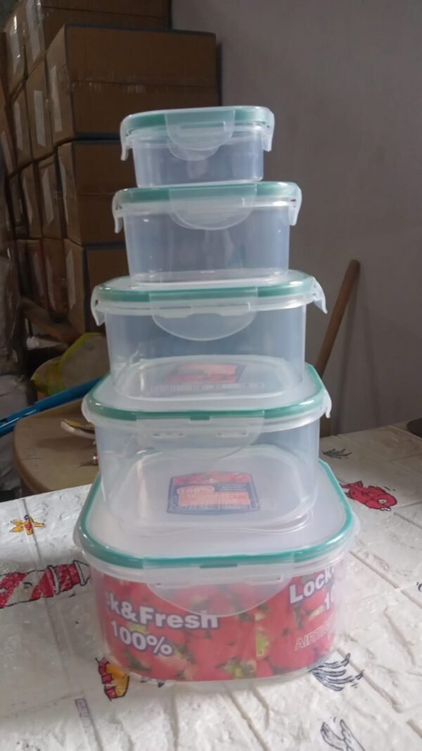 Kitchen Storage Containers Set Ã¢â‚¬â€œ Fridge Storage, Plastic Organizer, Snap-Seal Lunch Box (5 Pcs Set)