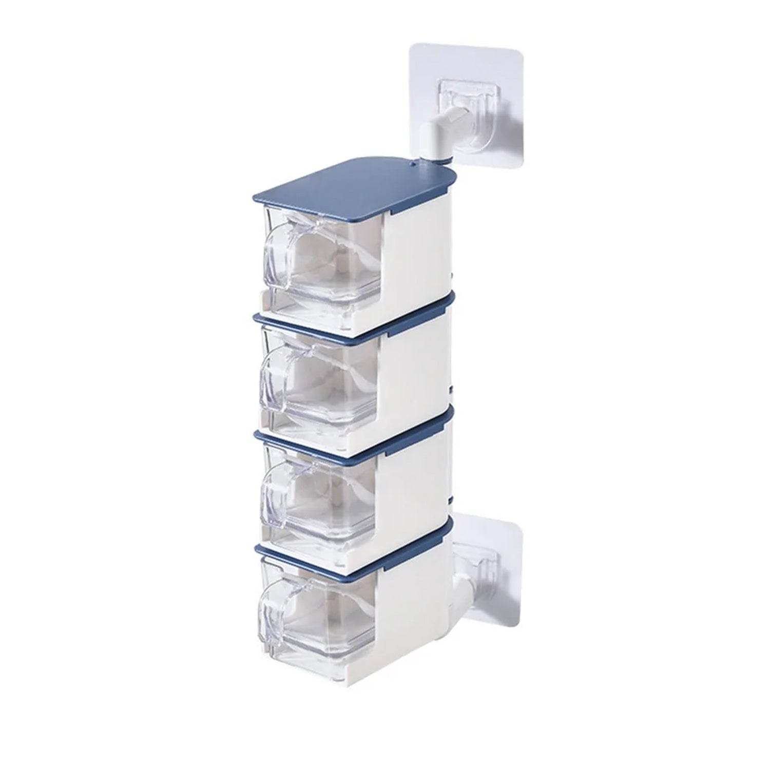 4 Layer Creative Adhesive Wall Hanging Rotary Seasoning Box Condiment Storage Container Kitchen with Spoon Pepper Sugar Spice Jar Rack Food - Shivani Jaswal 4 Layer Creative Adhesive Wall Hanging Rotary Seasoning Box Condiment Storage Container Kitchen with Spoon Pepper Sugar Spice Jar Rack Food