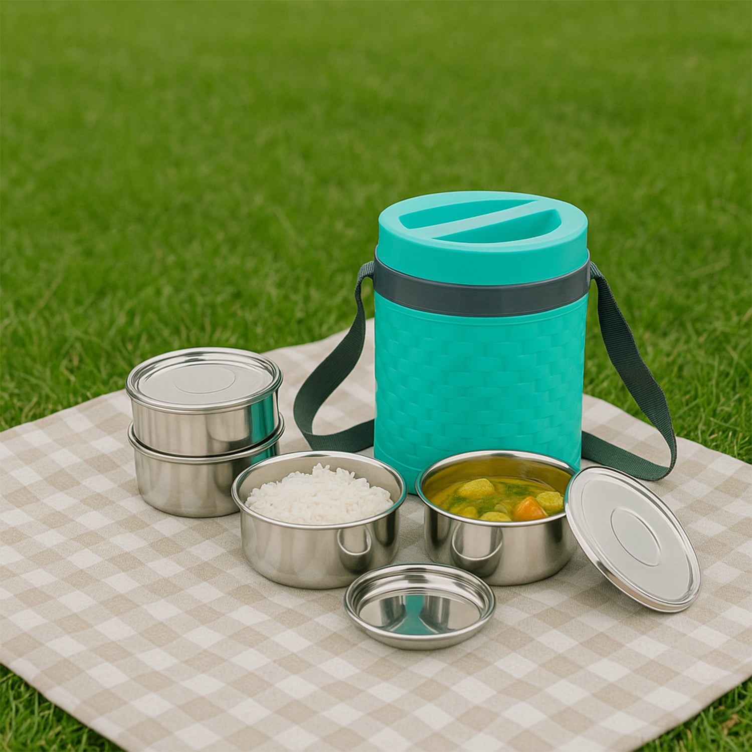 Double Wall Insulated Tiffin with Handle (1 Pc): Stackable, Hot Food Container - Shivani Jaswal Double Wall Insulated Tiffin with Handle (1 Pc): Stackable, Hot Food Container