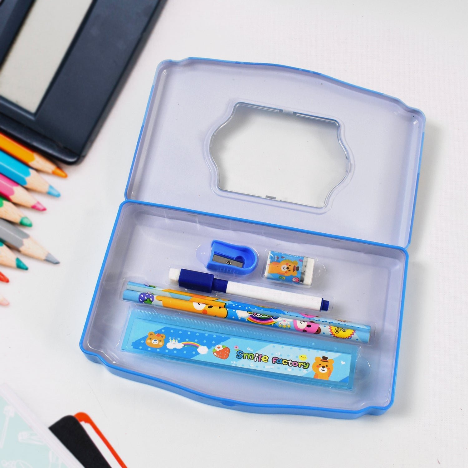 Cartoon Metal Compass Box for Kids with Stationery (6 Pc Set) - Shivani Jaswal Cartoon Metal Compass Box for Kids with Stationery (6 Pc Set)