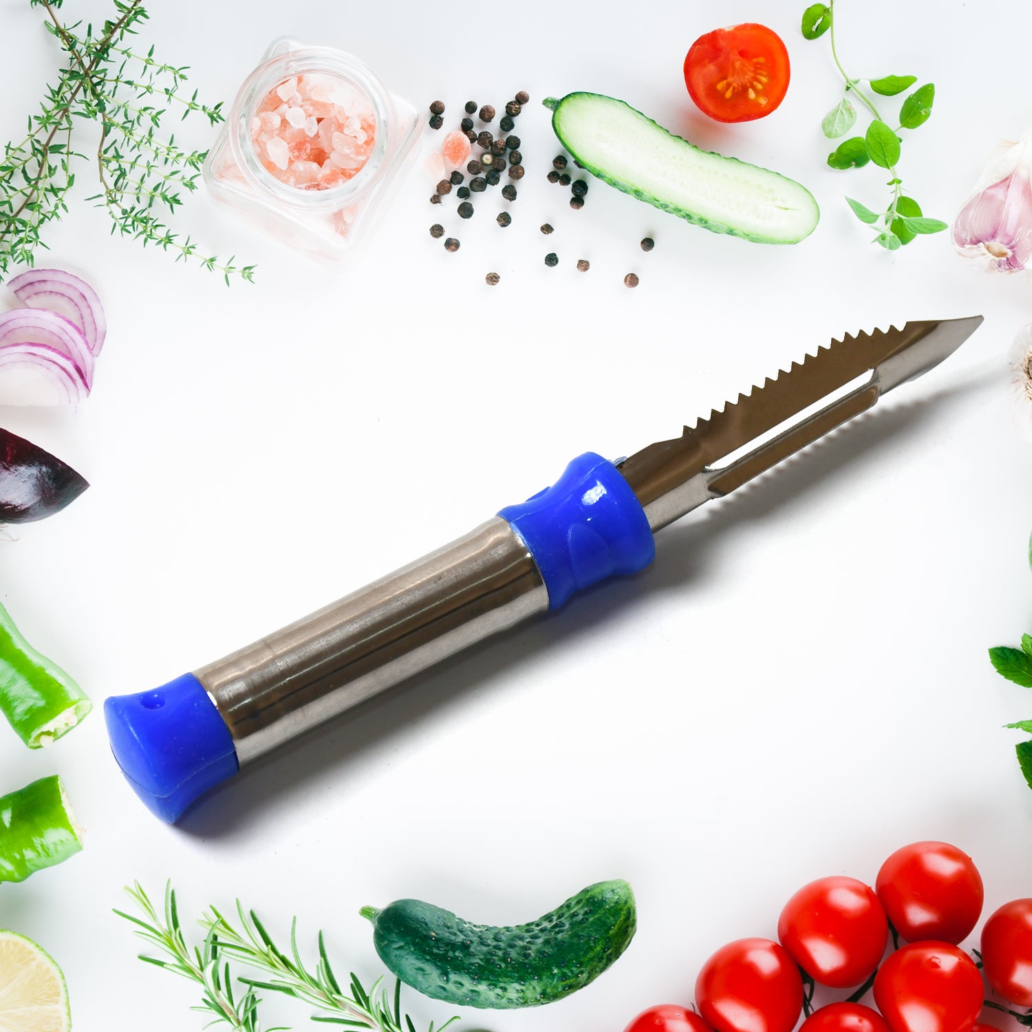 Stainless Steel 2-in-1 Vegetable Peeler - Multifunctional Grater with Hanging Ring (1 pc) - Shivani Jaswal Stainless Steel 2-in-1 Vegetable Peeler - Multifunctional Grater with Hanging Ring (1 pc)
