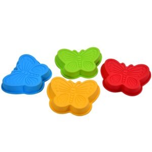 Butterfly Shape Cake Cup Liners I Silicone Baking Cups I Muffin Cupcake Cases I Microwave or Oven Tray Safe I Molds for Handmade Soap, Biscuit, Chocolate, Muffins, Jelly â€“ Pack of 4