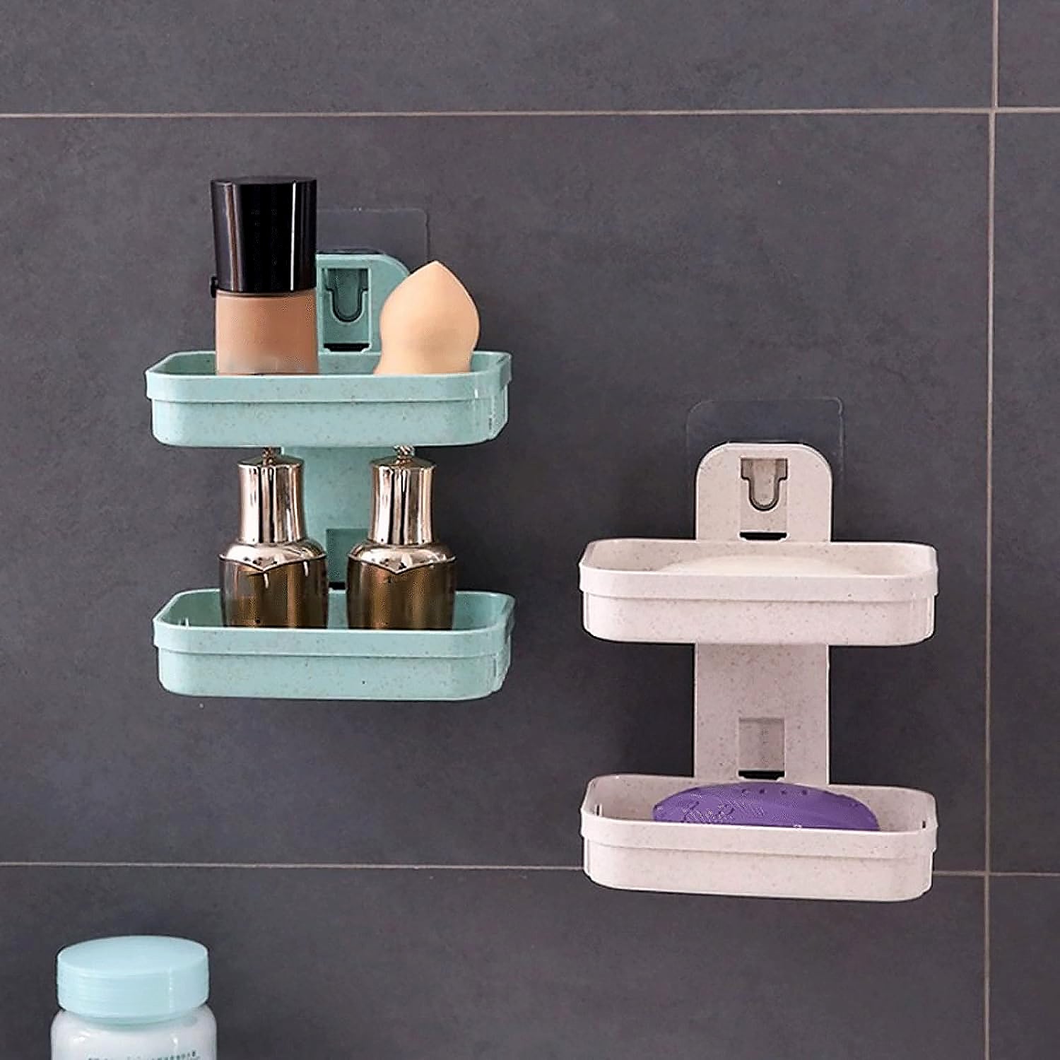Adhesive Sticker Soap 2 Layer Dish Holder Wall Mounted Bathroom Shower Soap Holder Saver Box Storage Organizer Rack, ABS Plastic (Double Layers / 2 pcs set) - Shivani Jaswal Adhesive Sticker Soap 2 Layer Dish Holder Wall Mounted Bathroom Shower Soap Holder Saver Box Storage Organizer Rack, ABS Plastic (Double Layers / 2 pcs set)