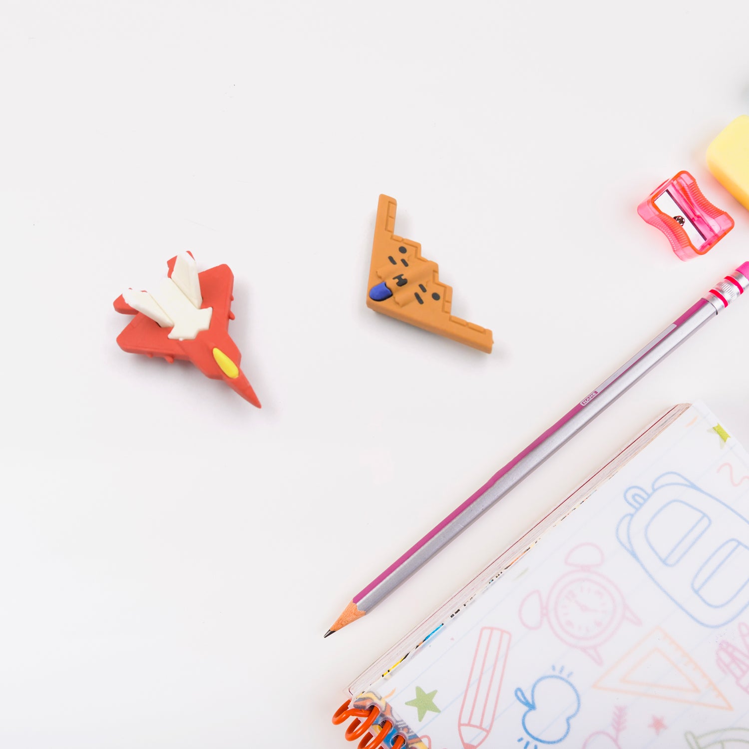 Fun Erasers for Kids: Gun & Plane Shapes (4-Pack, Gift Set) - Shivani Jaswal Fun Erasers for Kids: Gun & Plane Shapes (4-Pack, Gift Set)