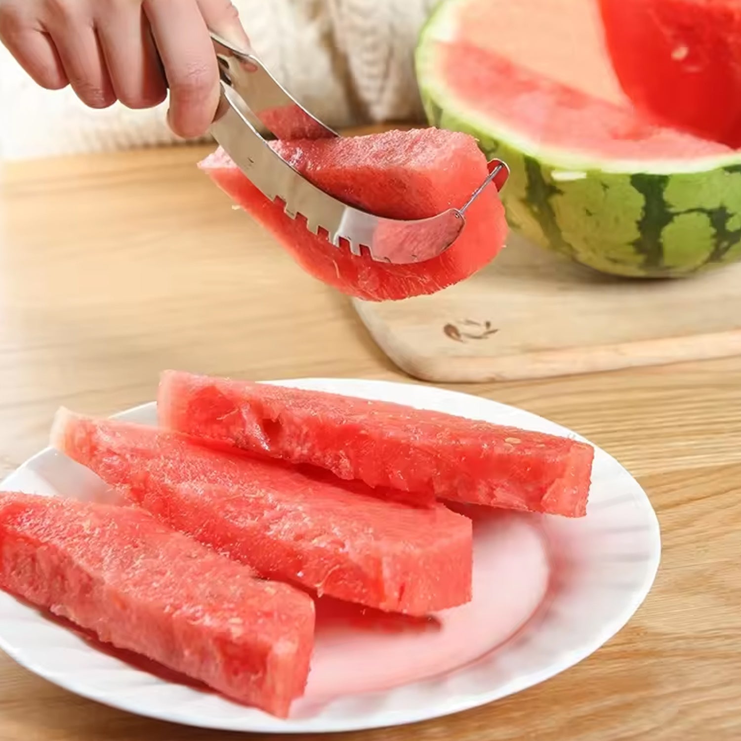 3in1 Stainless Steel Watermelon Cantaloupe Slicer Knife, Corer Fruit, Vegetable Tools Kitchen (1 Pc) - Shivani Jaswal 3in1 Stainless Steel Watermelon Cantaloupe Slicer Knife, Corer Fruit, Vegetable Tools Kitchen (1 Pc)