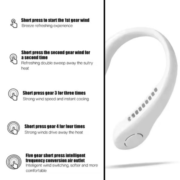 Portable USB Rechargeable Neck Fan Ã¢â‚¬â€œ Wearable, 3 Speeds, Headphone Design