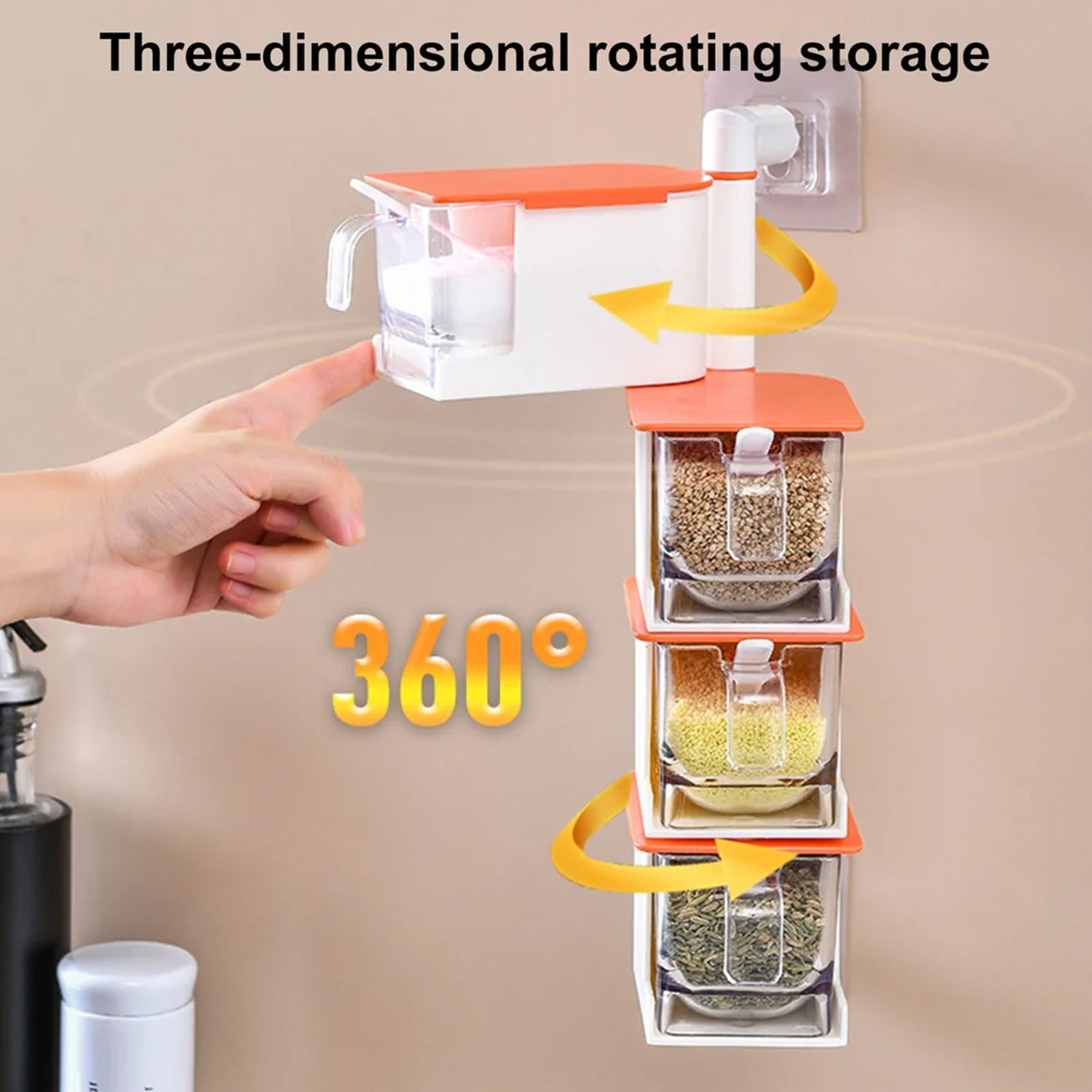 4 Layer Creative Adhesive Wall Hanging Rotary Seasoning Box Condiment Storage Container Kitchen with Spoon Pepper Sugar Spice Jar Rack Food - Shivani Jaswal 4 Layer Creative Adhesive Wall Hanging Rotary Seasoning Box Condiment Storage Container Kitchen with Spoon Pepper Sugar Spice Jar Rack Food