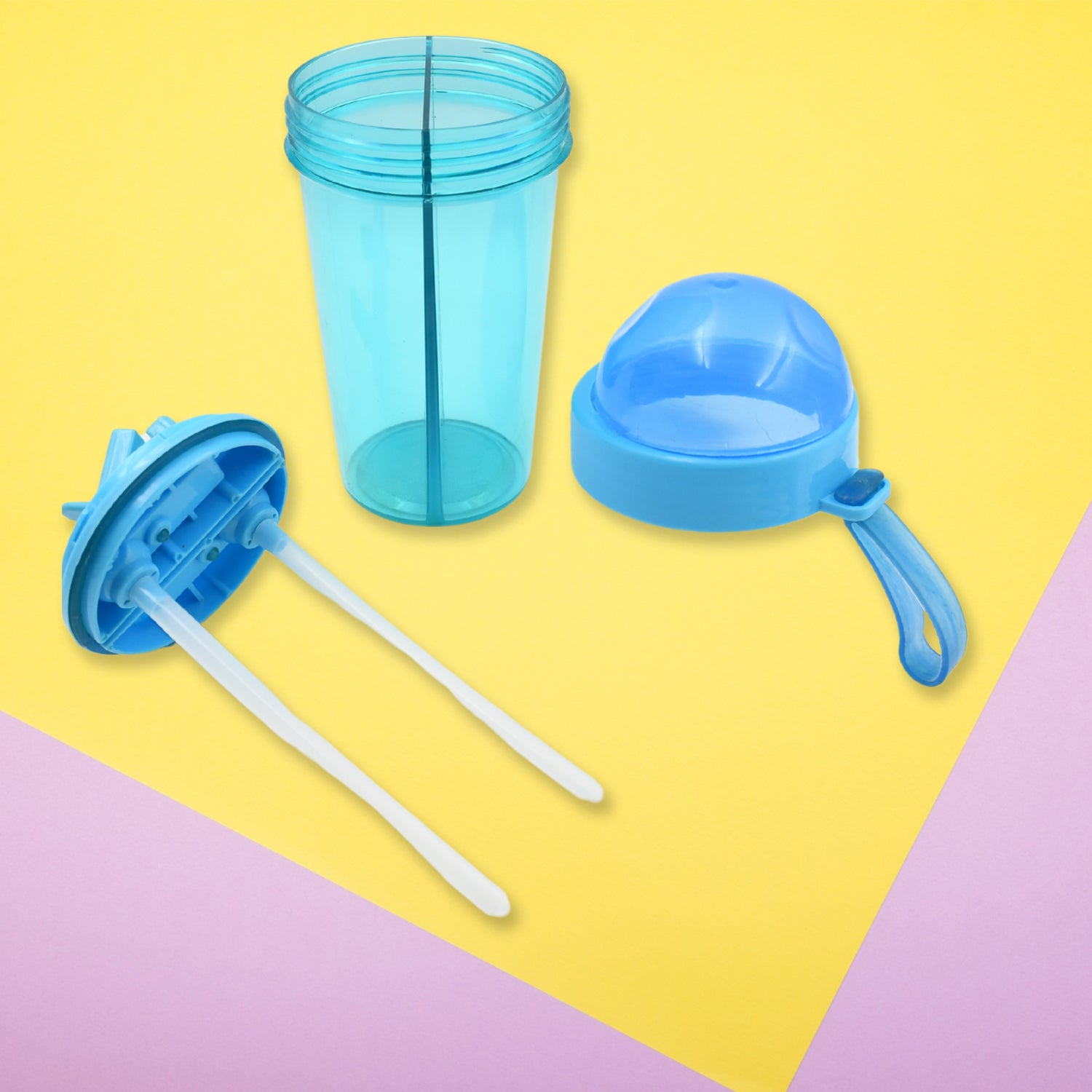 2 Drinks in 1 Cup Water Bottle, Stable Sturdy Dual Use Bottle 2 Straws for Shopping Travel for Outdoor Activities (1 Pc) - Shivani Jaswal 2 Drinks in 1 Cup Water Bottle, Stable Sturdy Dual Use Bottle 2 Straws for Shopping Travel for Outdoor Activities (1 Pc)