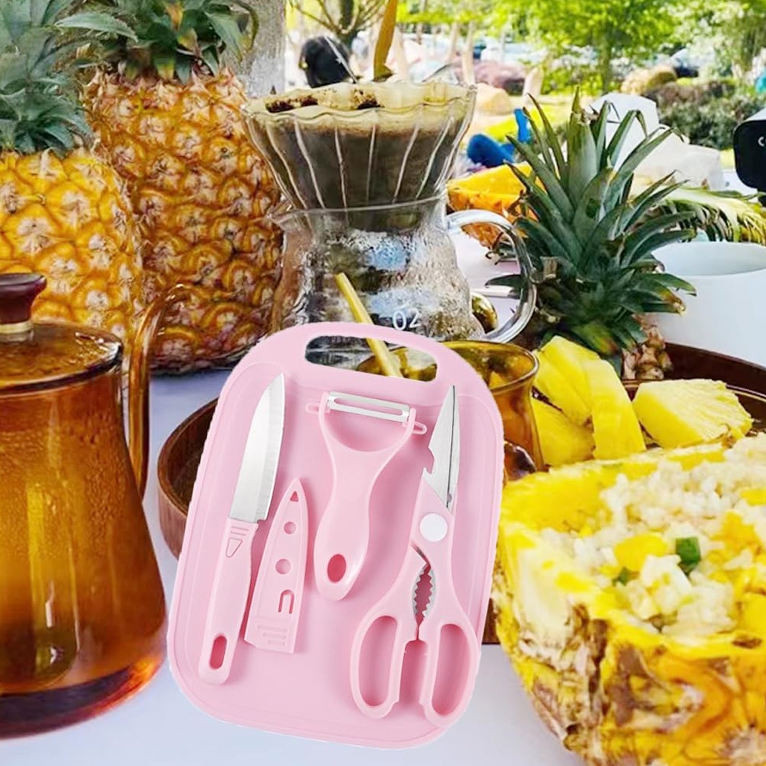 Mini Travel Cutting Board Set, 4 Pcs Portable Mini Camping Plastic Cutting Board & Knife, Fruits & Vegetable Peeler Scissors, Kitchen Knives Set, for travel, picnic, camping, outdoor, park (4 Pc Set) - Shivani Jaswal Mini Travel Cutting Board Set, 4 Pcs Portable Mini Camping Plastic Cutting Board & Knife, Fruits & Vegetable Peeler Scissors, Kitchen Knives Set, for travel, picnic, camping, outdoor, park (4 Pc Set)