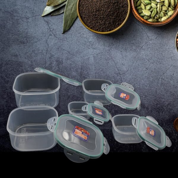 Kitchen Storage Containers Set Ã¢â‚¬â€œ Fridge Storage, Plastic Organizer, Snap-Seal Lunch Box (5 Pcs Set)