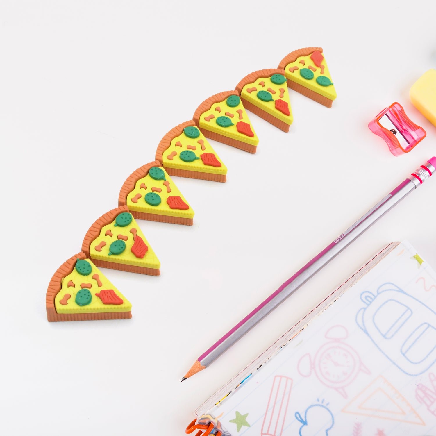 3D Pizza Slices Eraser Set – Fancy & Colorful Stationery for Kids & Gifts (7 slice) - Shivani Jaswal 3D Pizza Slices Eraser Set – Fancy & Colorful Stationery for Kids & Gifts (7 slice)