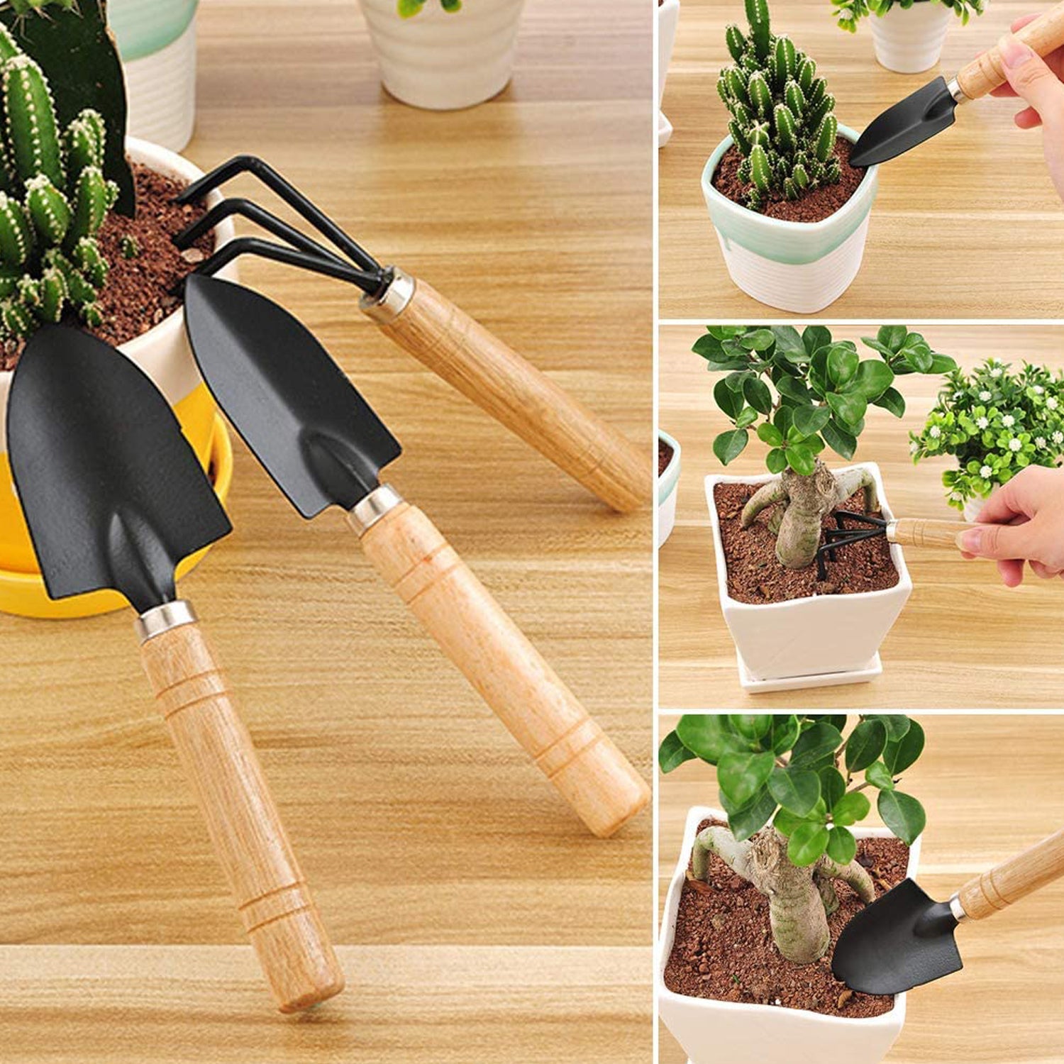 Small sized Hand Cultivator, Small Trowel, Garden Fork (Set of 3) - Shivani Jaswal Small sized Hand Cultivator, Small Trowel, Garden Fork (Set of 3)