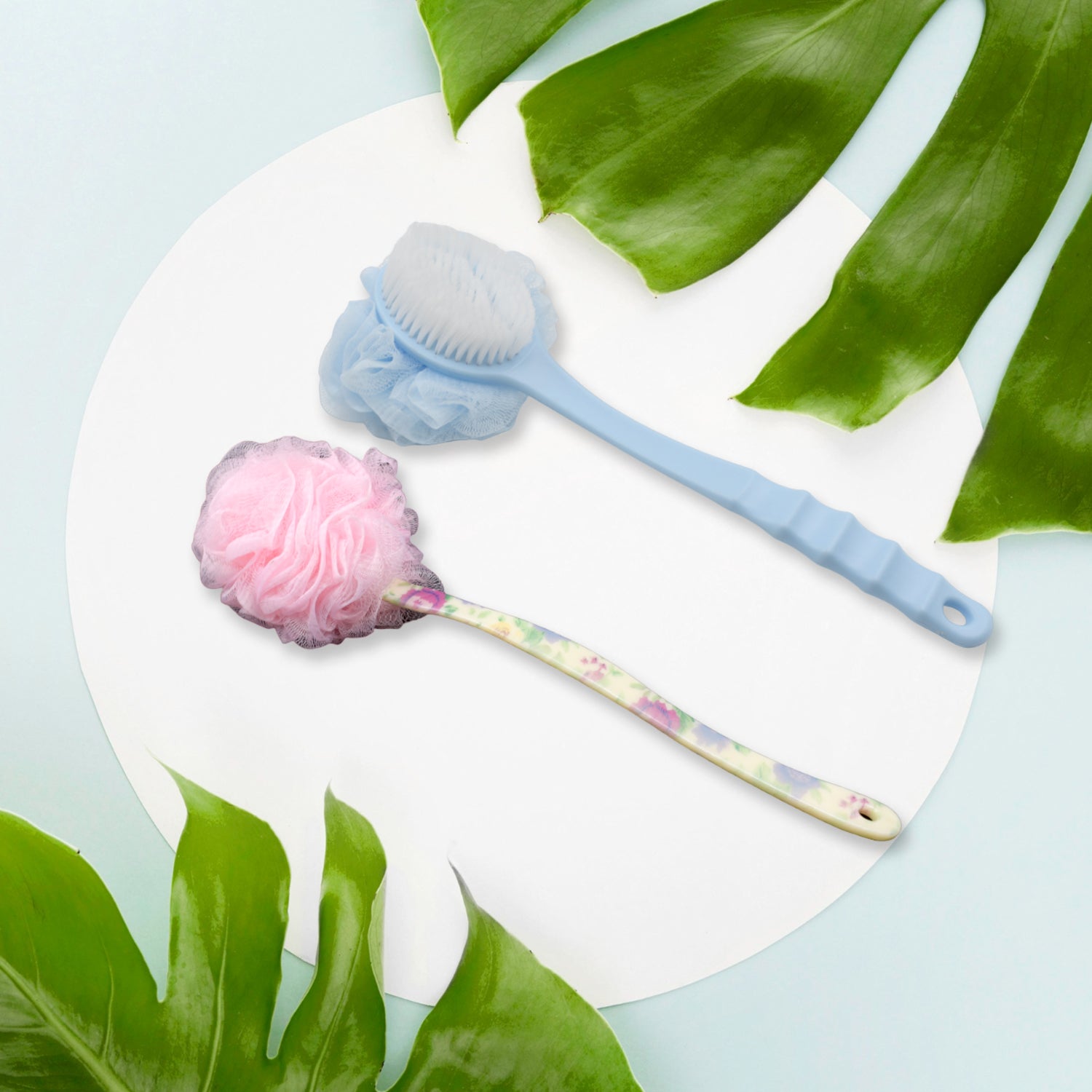 Long Handle Shower Puff Pouf Sponge Exfoliating Mesh Brush Scrubber,Bath Loofah Bath Scrubber for Body Shower Loofah Brushes, Body Bath Brush for Women and Men, Bathroom Shower Accessories (Mix 1 Pc) - Shivani Jaswal Long Handle Shower Puff Pouf Sponge Exfoliating Mesh Brush Scrubber,Bath Loofah Bath Scrubber for Body Shower Loofah Brushes, Body Bath Brush for Women and Men, Bathroom Shower Accessories (Mix 1 Pc)