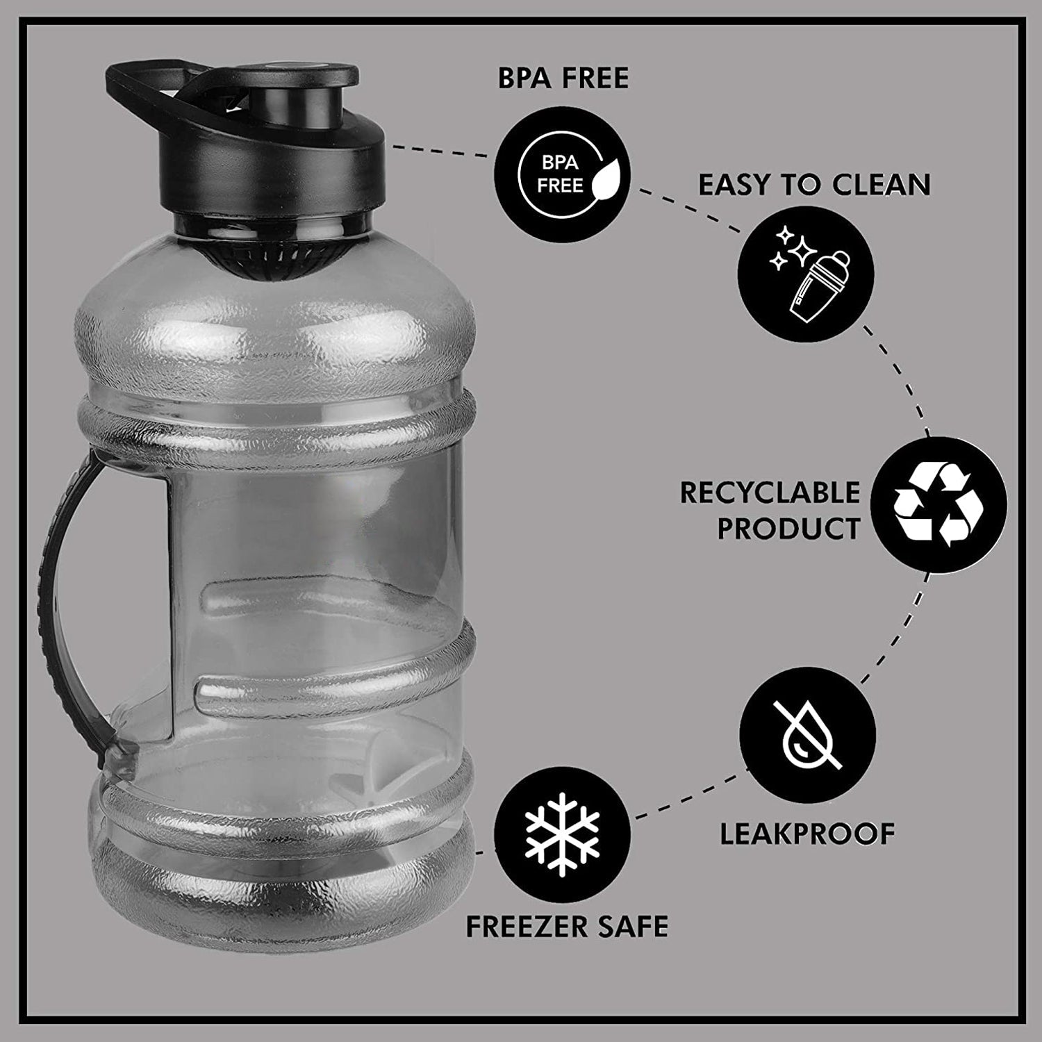 Sports Gym 1.5 Liters Gallon Water Bottle with Mixer and Strainer - Shivani Jaswal Sports Gym 1.5 Liters Gallon Water Bottle with Mixer and Strainer