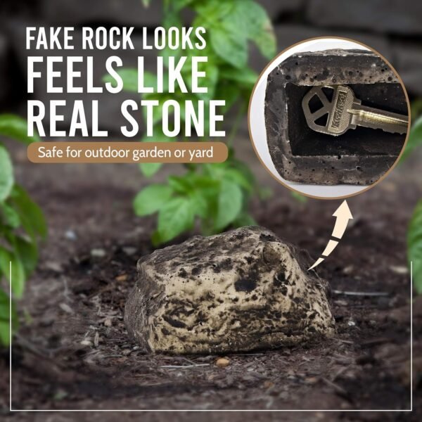 Realistic Fake Rock Key Hider Ã¢â‚¬â€œ Weatherproof Outdoor Key Storage for Emergencies (1 Pc)
