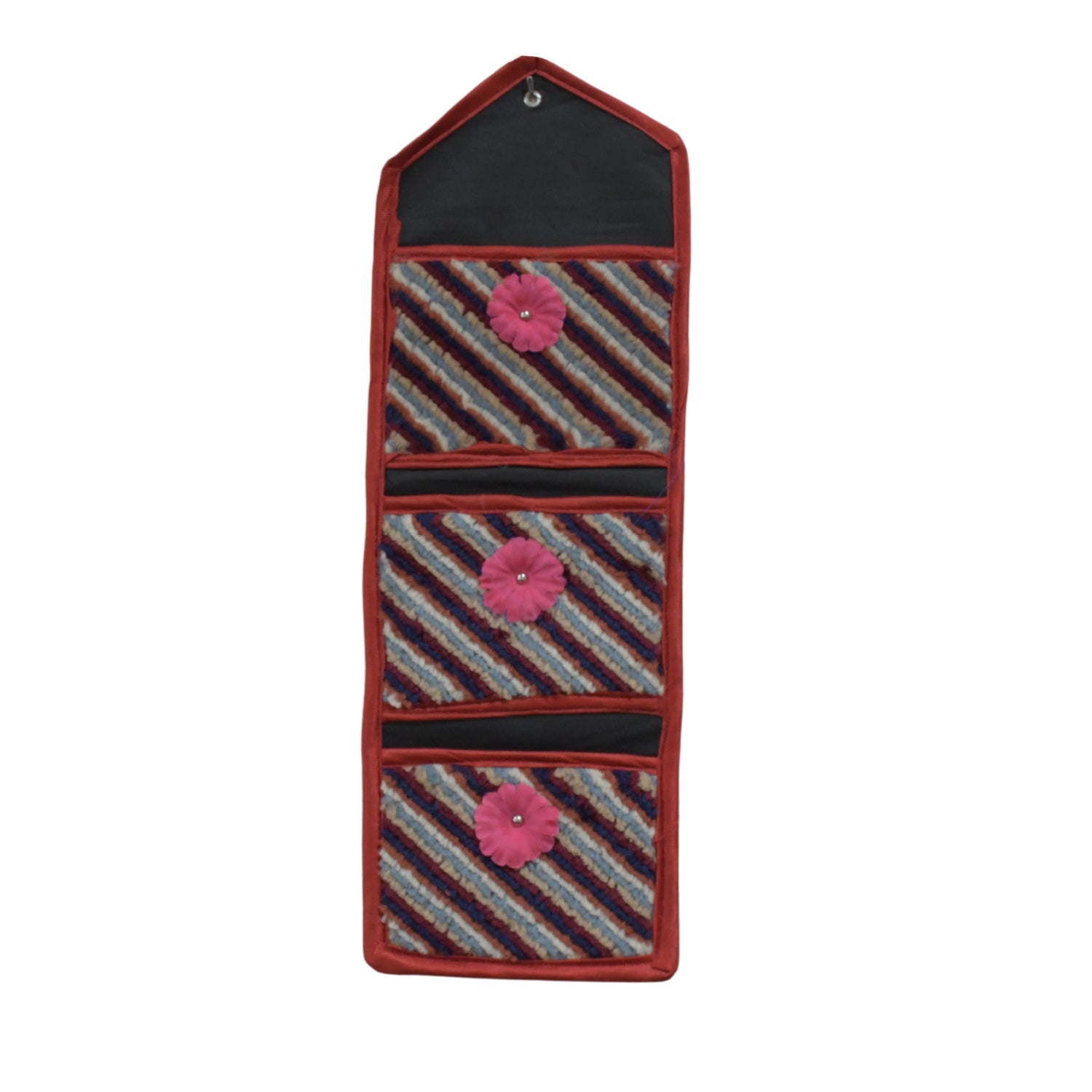 Foldable Hanging Organizer with 3 Pockets - Wall Hanging Letter Holder - Shivani Jaswal Foldable Hanging Organizer with 3 Pockets - Wall Hanging Letter Holder