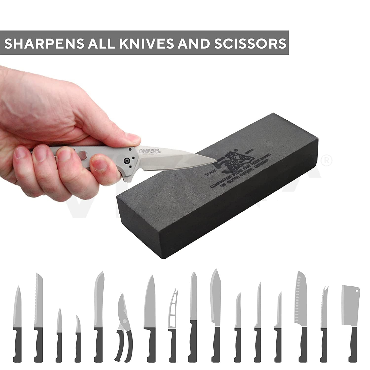 Silicon Carbide German Combination Stone, Dual Sided Stone for Knife and Tools Sharpening with Safety Case - Shivani Jaswal Silicon Carbide German Combination Stone, Dual Sided Stone for Knife and Tools Sharpening with Safety Case