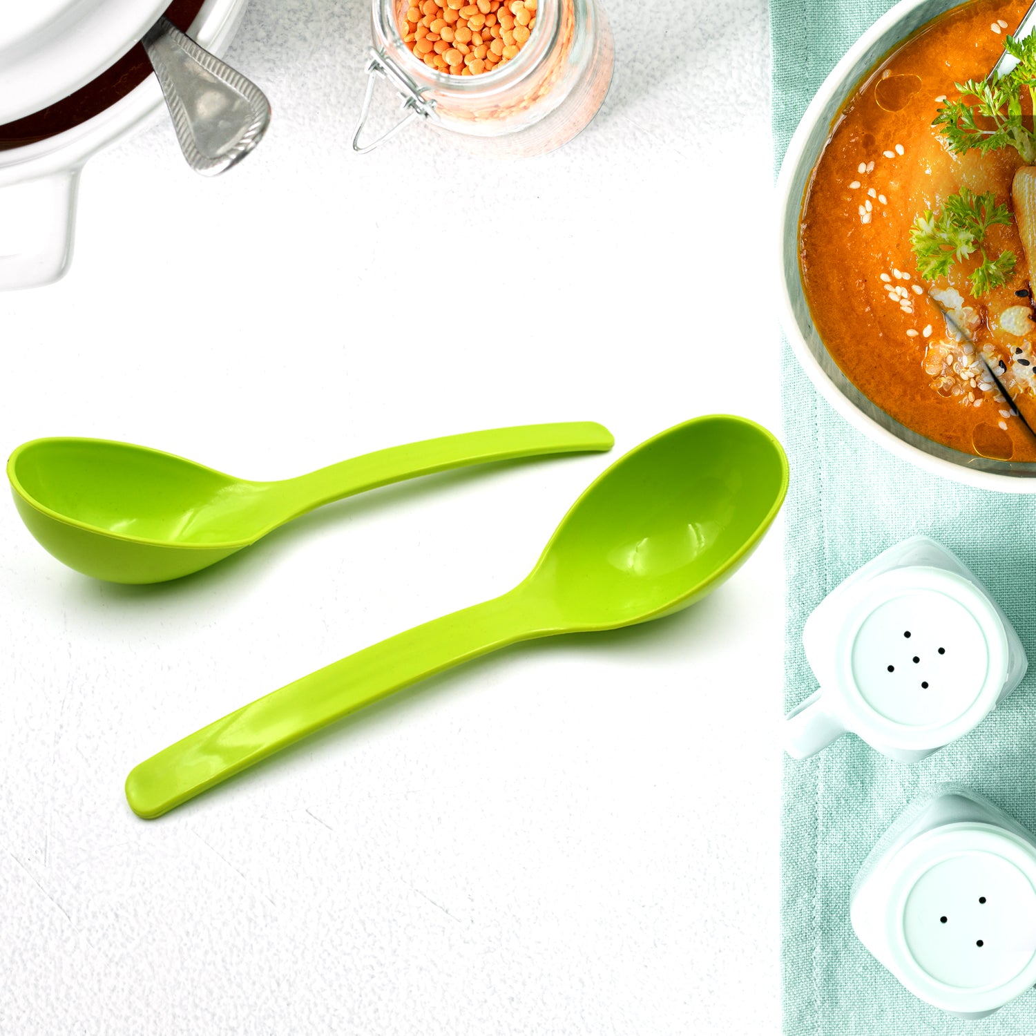 Plastic Spoon Kitchen Multipurpose Serving Ladle for Frying, Serving, Turner, Curry Ladle, Serving Rice, Spoon Used While Eating and Serving Food Stuffs Etc (2 Pcs Set / 10 Inch ) - Shivani Jaswal Plastic Spoon Kitchen Multipurpose Serving Ladle for Frying, Serving, Turner, Curry Ladle, Serving Rice, Spoon Used While Eating and Serving Food Stuffs Etc (2 Pcs Set / 10 Inch )