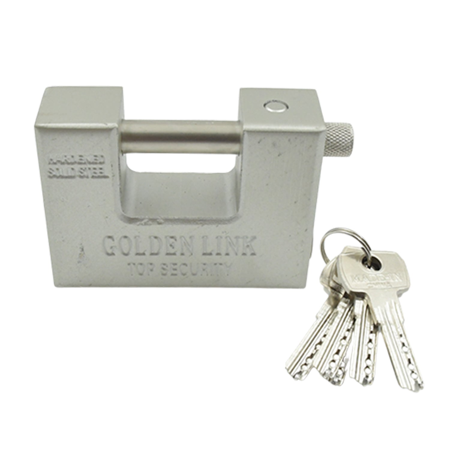 94mm Stainless Steel Padlock: Rectangular, Hardened Steel, 5 Keys - Shivani Jaswal 94mm Stainless Steel Padlock: Rectangular, Hardened Steel, 5 Keys