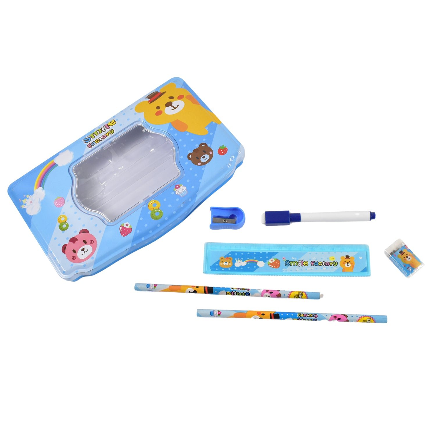 Cartoon Metal Compass Box for Kids with Stationery (6 Pc Set) - Shivani Jaswal Cartoon Metal Compass Box for Kids with Stationery (6 Pc Set)