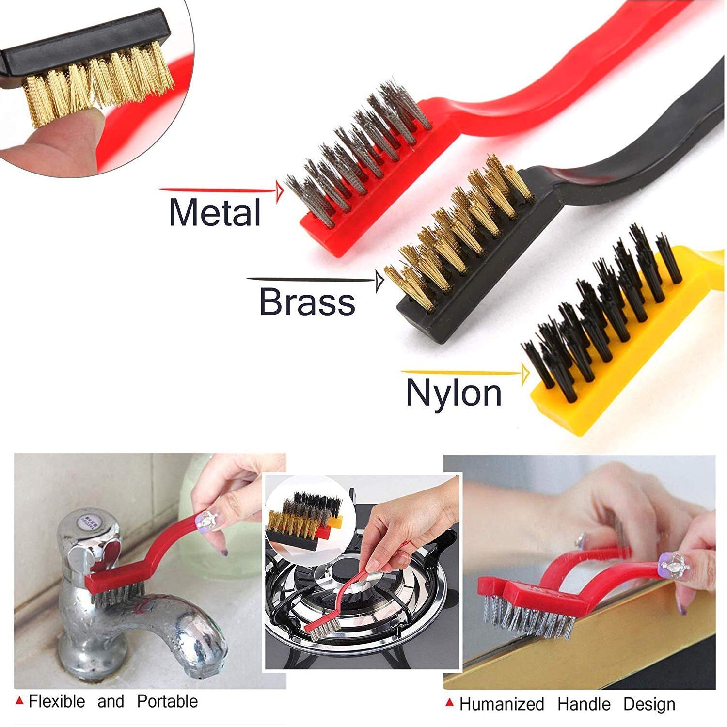3-Piece Mini Wire Brush Set: Tackle Tough Cleaning Jobs (Multi-Material) - Shivani Jaswal 3-Piece Mini Wire Brush Set: Tackle Tough Cleaning Jobs (Multi-Material)