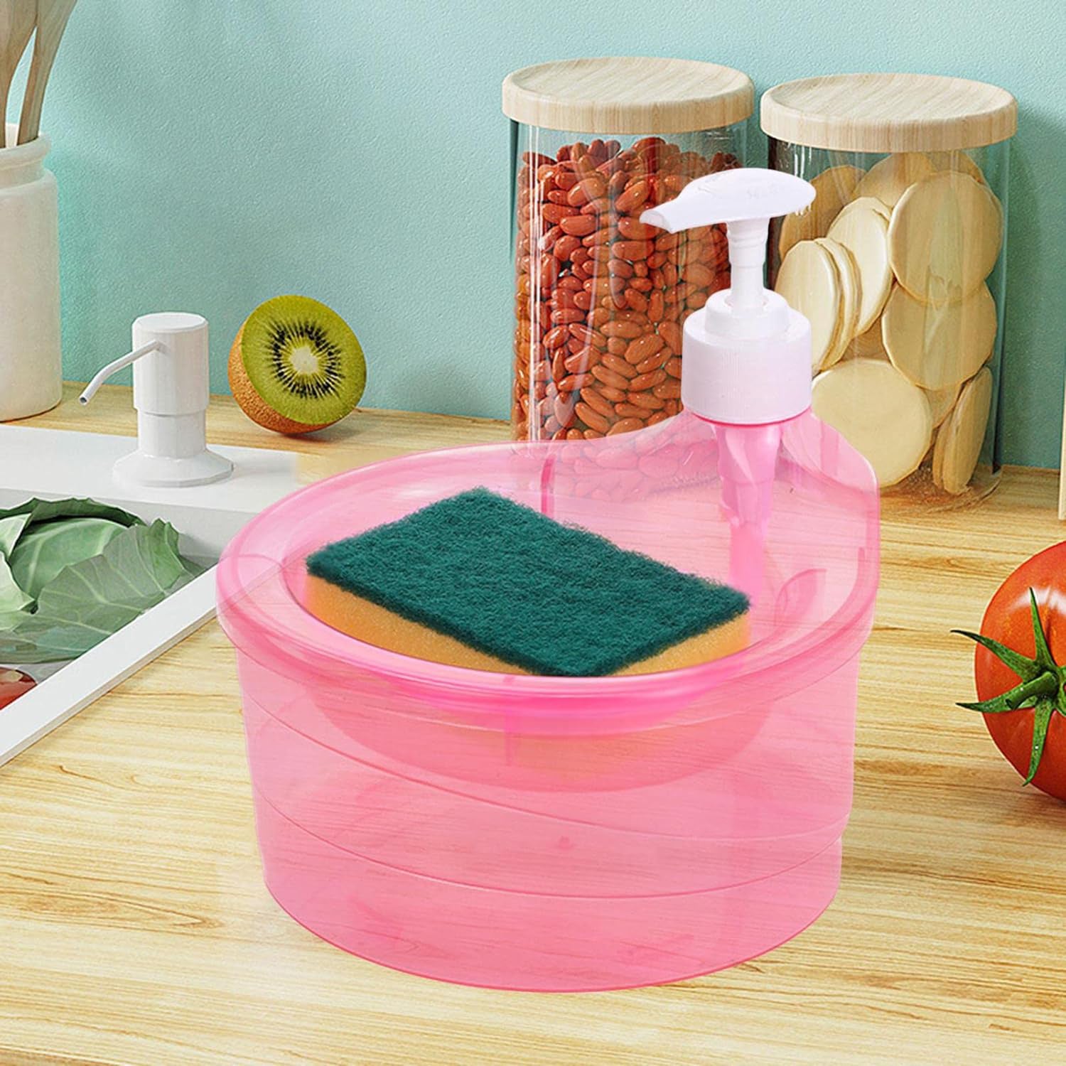 2-in-1 Double Layer Liquid Soap Dispenser with Pump & Sponge – Practical Kitchen & Hotel Sink Soap Pump Bottle (Rectangle) - Shivani Jaswal 2-in-1 Double Layer Liquid Soap Dispenser with Pump & Sponge – Practical Kitchen & Hotel Sink Soap Pump Bottle (Rectangle)