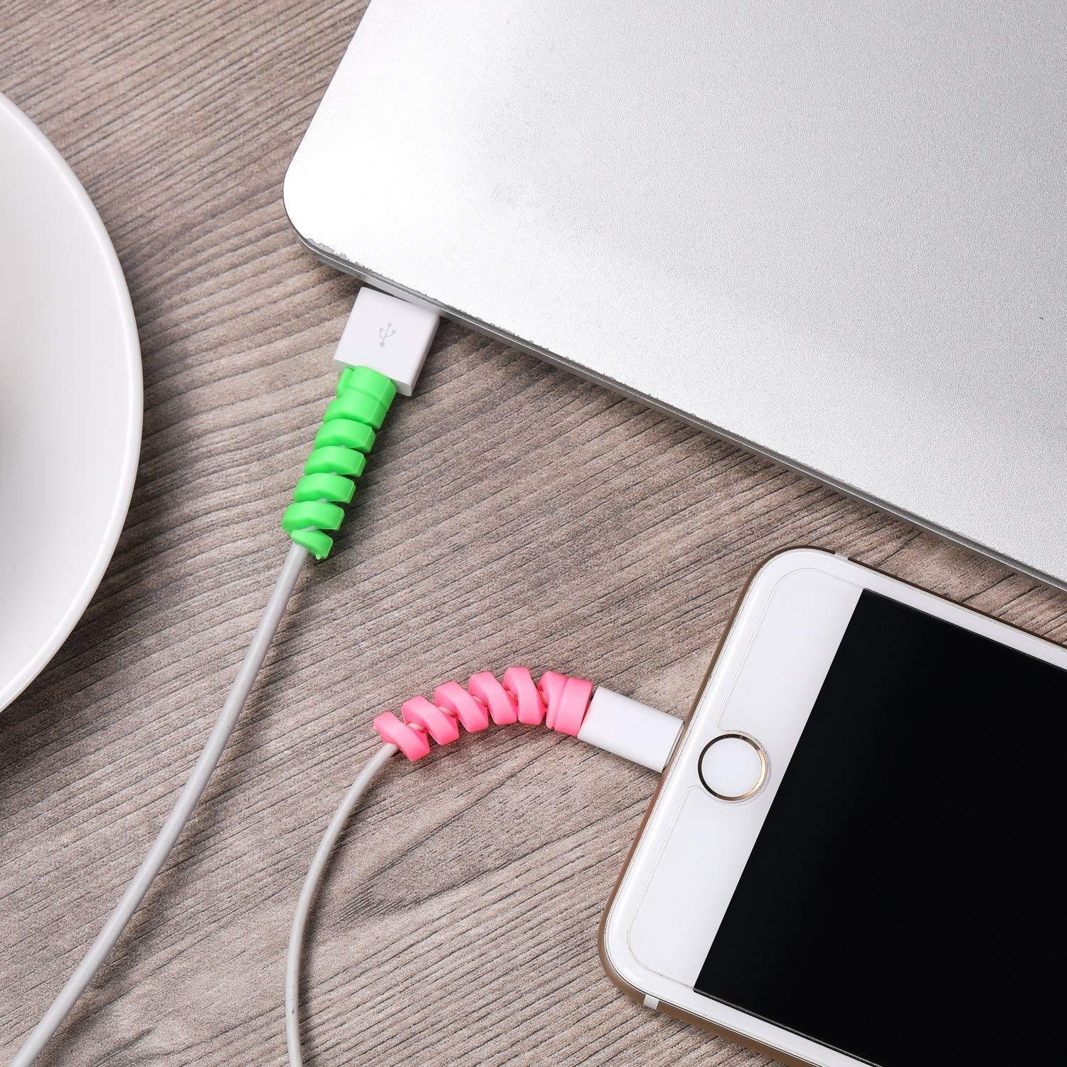 Spiral Charger Cable Protector Data Cable Saver Charging Cords Protective for All Universal Cable Cover (Pack of 10) - Shivani Jaswal Spiral Charger Cable Protector Data Cable Saver Charging Cords Protective for All Universal Cable Cover (Pack of 10)