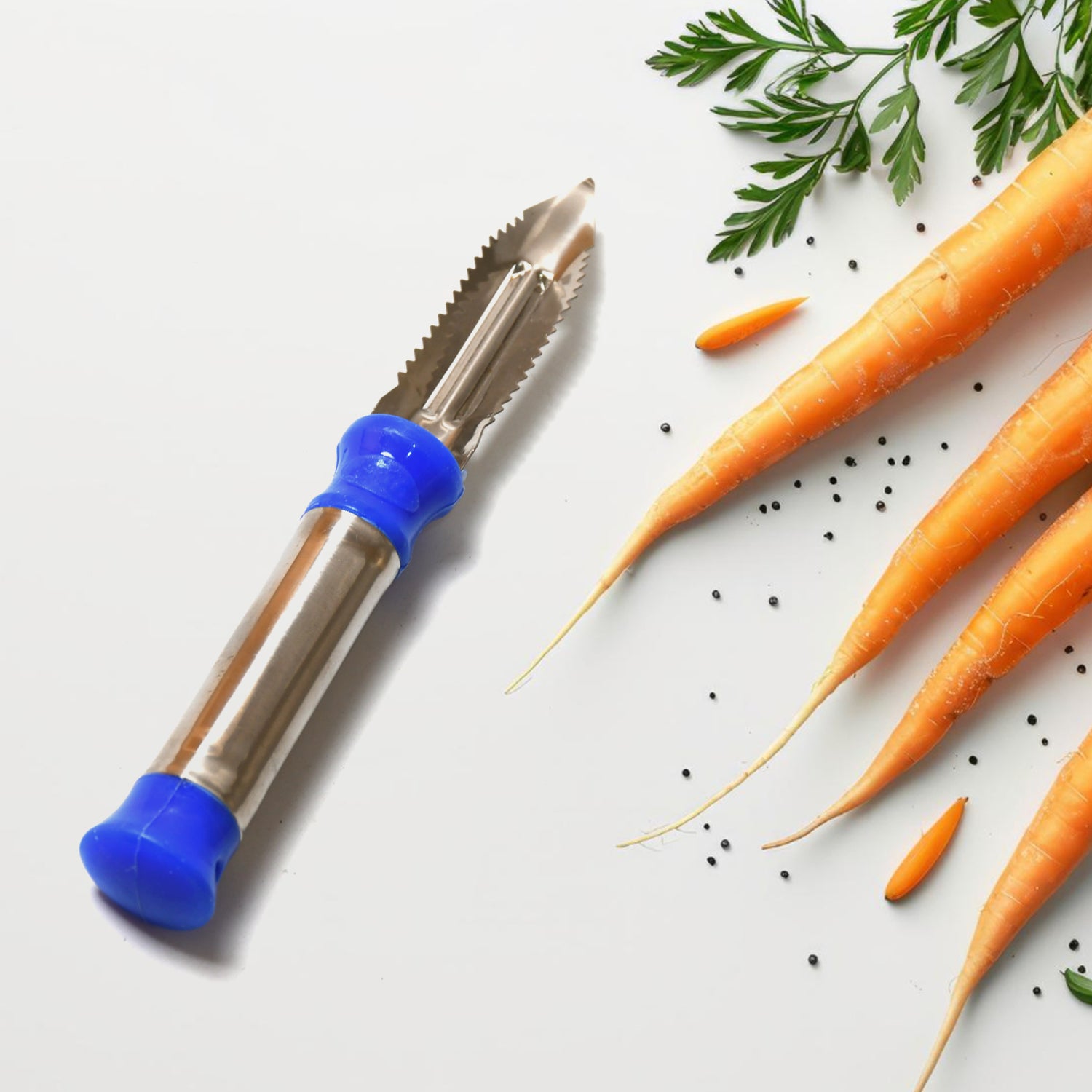 Stainless Steel 2-in-1 Vegetable Peeler - Multifunctional Grater with Hanging Ring (1 pc) - Shivani Jaswal Stainless Steel 2-in-1 Vegetable Peeler - Multifunctional Grater with Hanging Ring (1 pc)