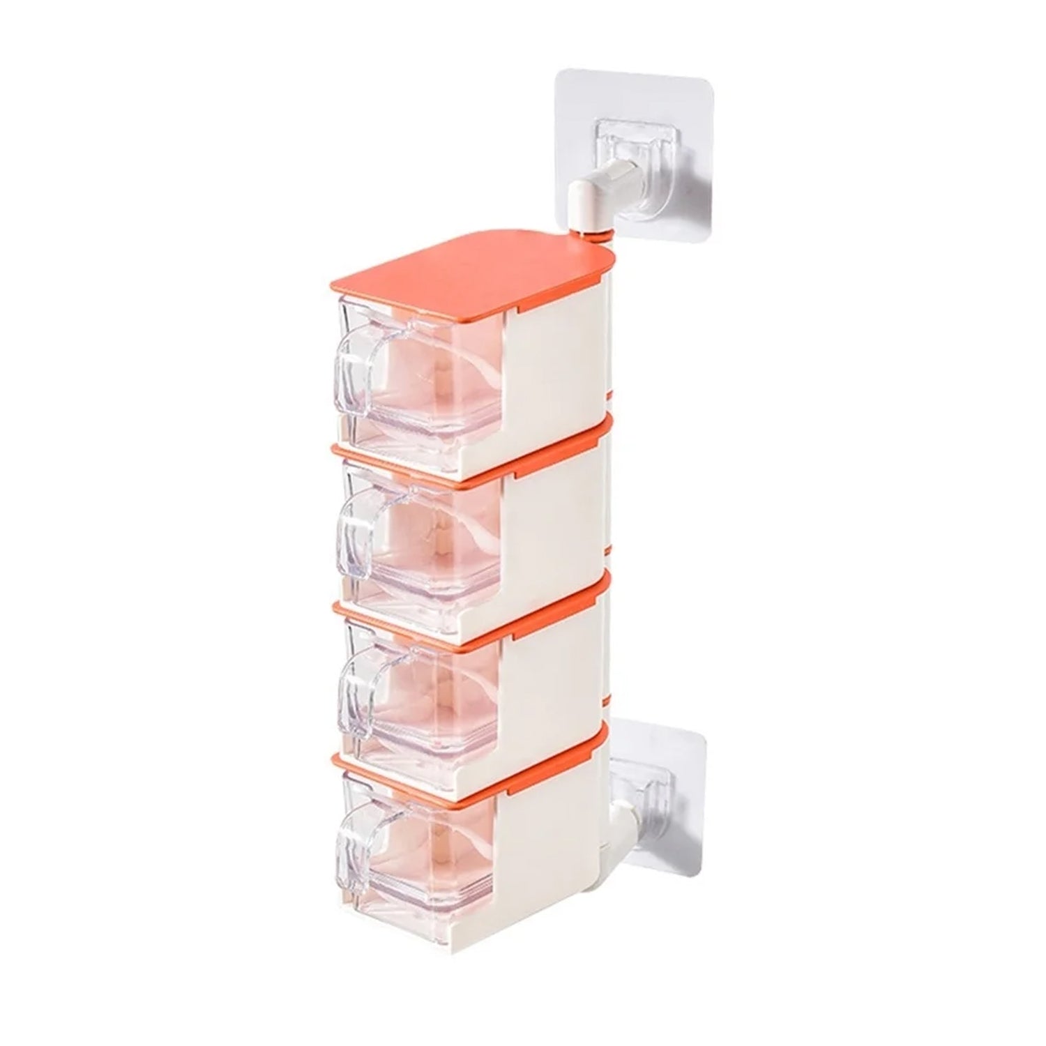 4 Layer Creative Adhesive Wall Hanging Rotary Seasoning Box Condiment Storage Container Kitchen with Spoon Pepper Sugar Spice Jar Rack Food - Shivani Jaswal 4 Layer Creative Adhesive Wall Hanging Rotary Seasoning Box Condiment Storage Container Kitchen with Spoon Pepper Sugar Spice Jar Rack Food