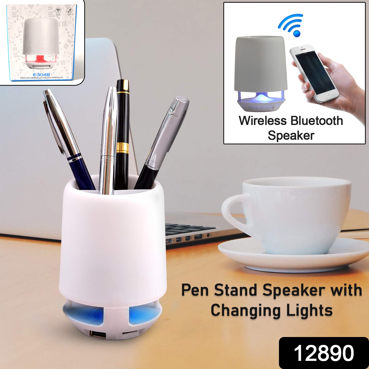 Multifunctional 4-Compartment Pen Holder with 5W Bluetooth Speaker & Smart Color-Changing Desk Lamp - Shivani Jaswal Multifunctional 4-Compartment Pen Holder with 5W Bluetooth Speaker & Smart Color-Changing Desk Lamp