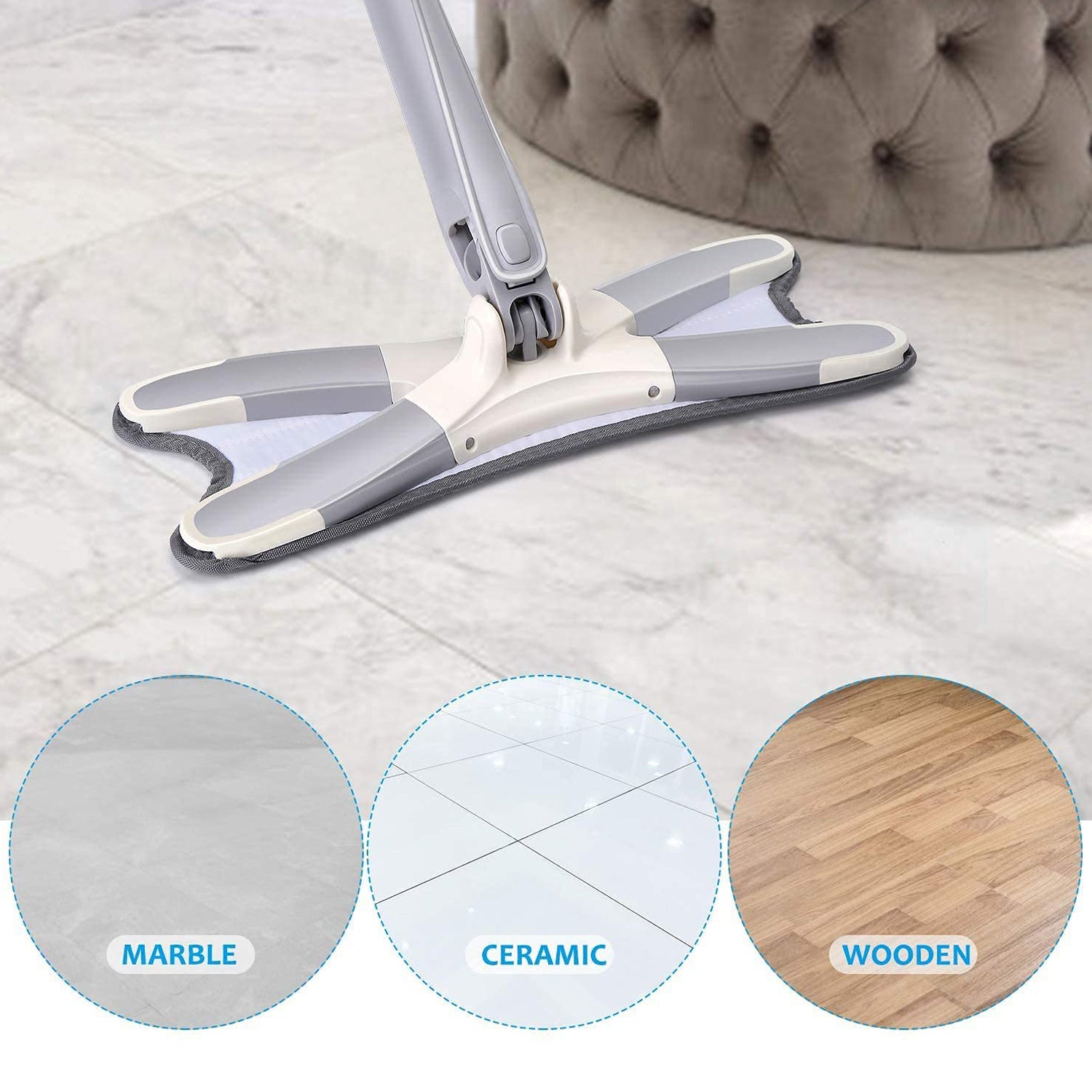 Adjustable 360° Flat Hand Mop: Floors, Walls, Ceilings (Easy Squeeze) - Shivani Jaswal Adjustable 360° Flat Hand Mop: Floors, Walls, Ceilings (Easy Squeeze)