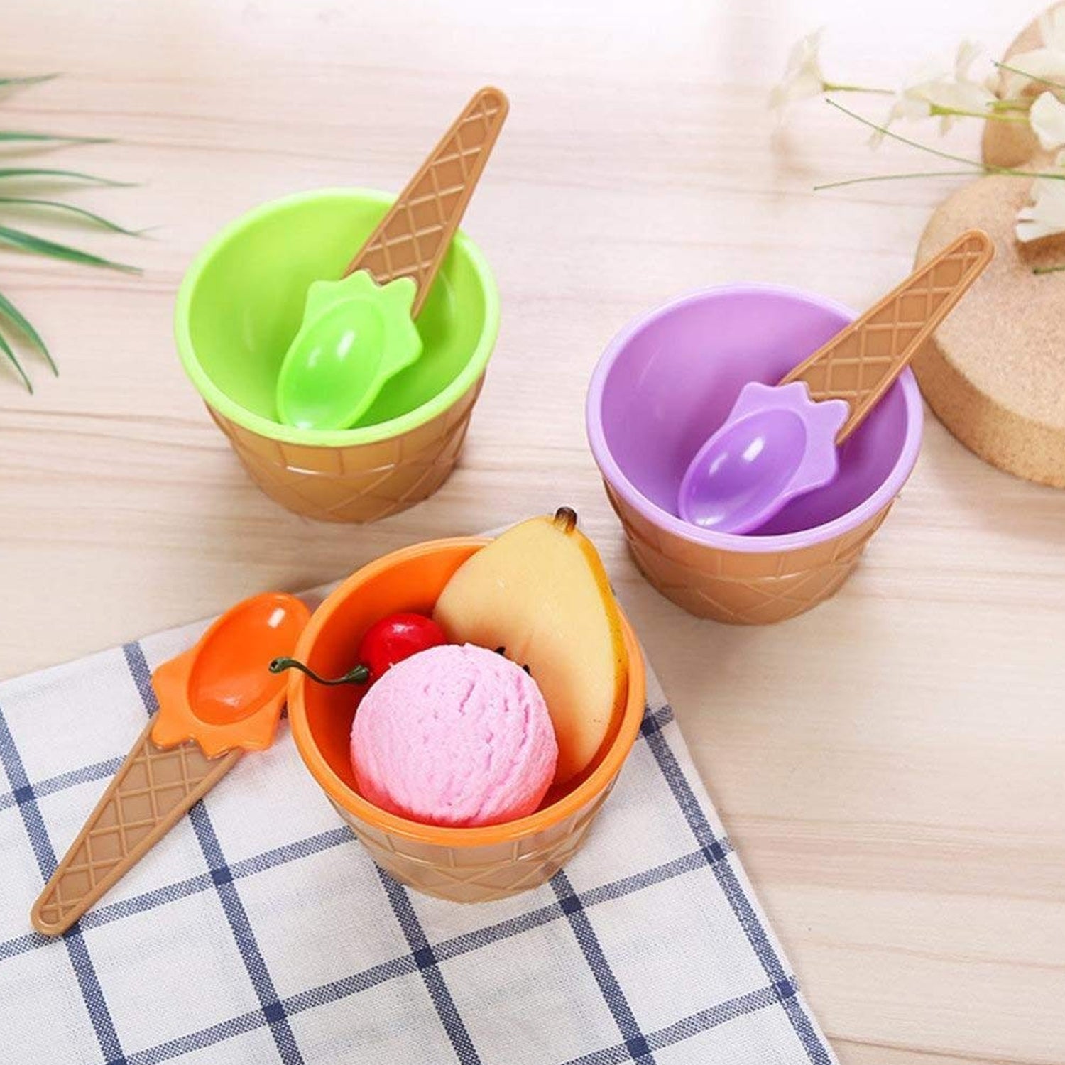 Premium Ice Cream Waffle Spoon Bowl Set (6-Piece , Color Box) - Shivani Jaswal Premium Ice Cream Waffle Spoon Bowl Set (6-Piece , Color Box)