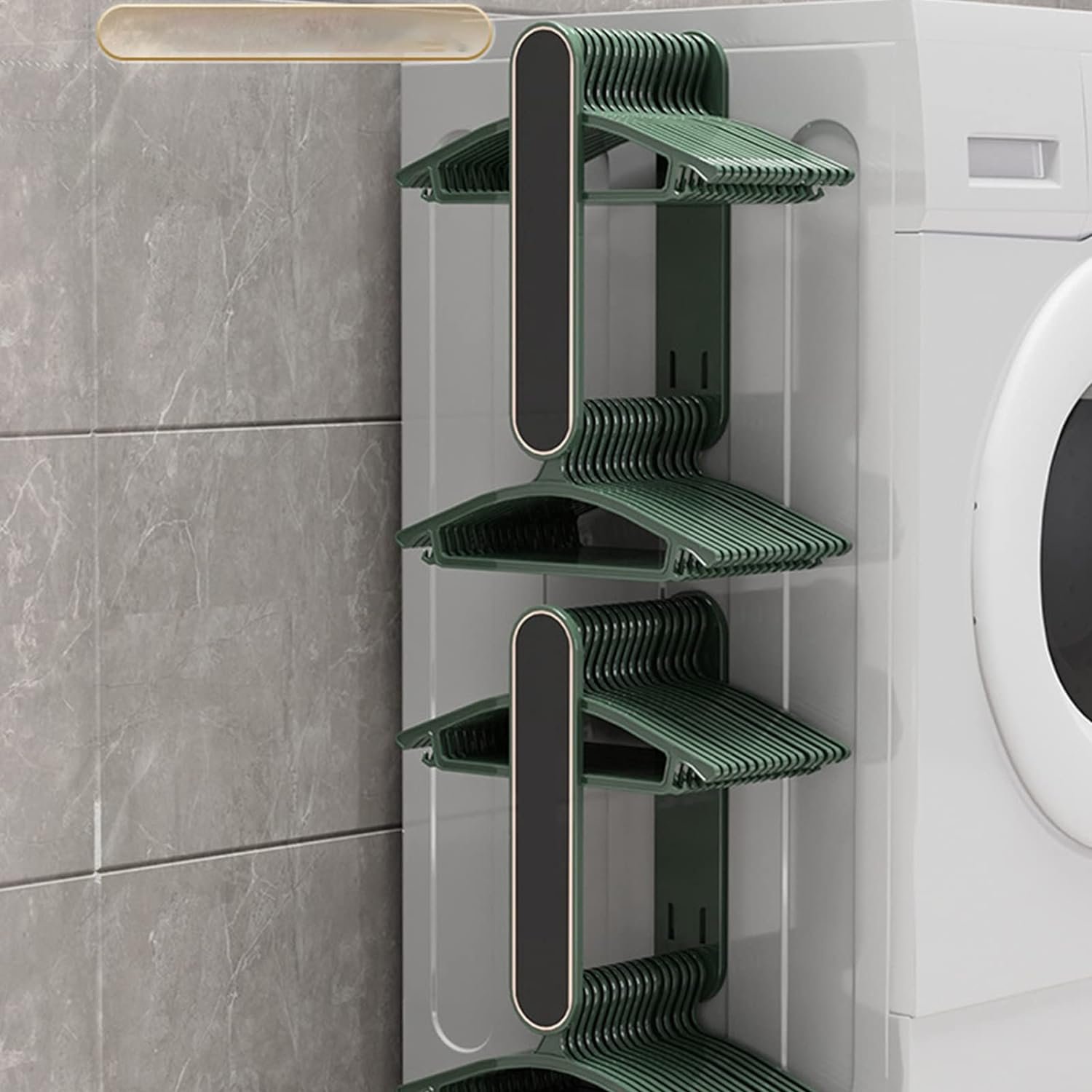 Hanger Organizer Stacker, Wall Mounted Stretchable Clothes Hanger Holder Organizer, Wall Mount Clothes Rack Organizer for Washing Machine, Hanger Storage Rack - Shivani Jaswal Hanger Organizer Stacker, Wall Mounted Stretchable Clothes Hanger Holder Organizer, Wall Mount Clothes Rack Organizer for Washing Machine, Hanger Storage Rack