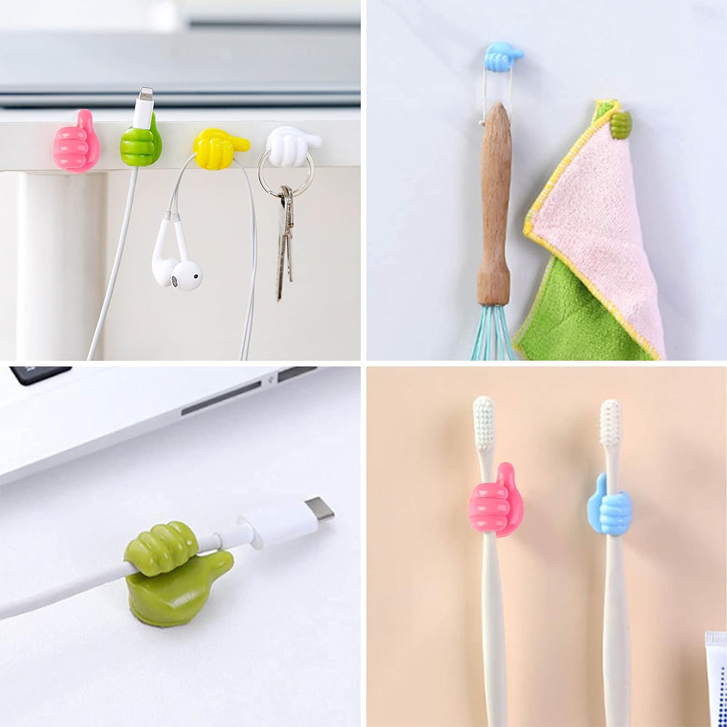 Thumb Cable Clips, Multi-Color Cord Organizer for Home, Office, Car (10 Pc Set) - Shivani Jaswal Thumb Cable Clips, Multi-Color Cord Organizer for Home, Office, Car (10 Pc Set)