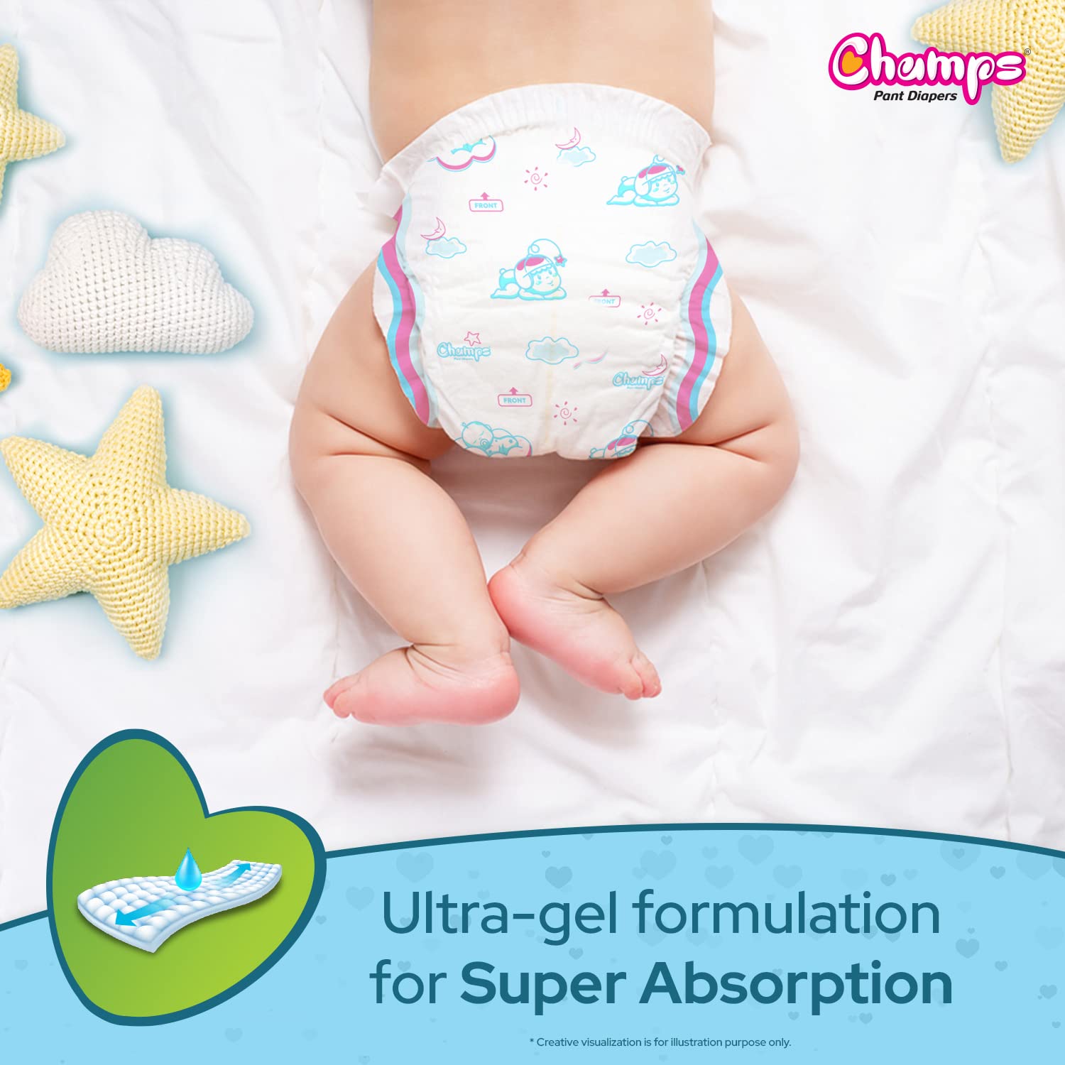 Champs Soft and Dry Baby Diaper Pants 74 Pcs (Medium Size M74) - Shivani Jaswal Champs Soft and Dry Baby Diaper Pants 74 Pcs (Medium Size M74)