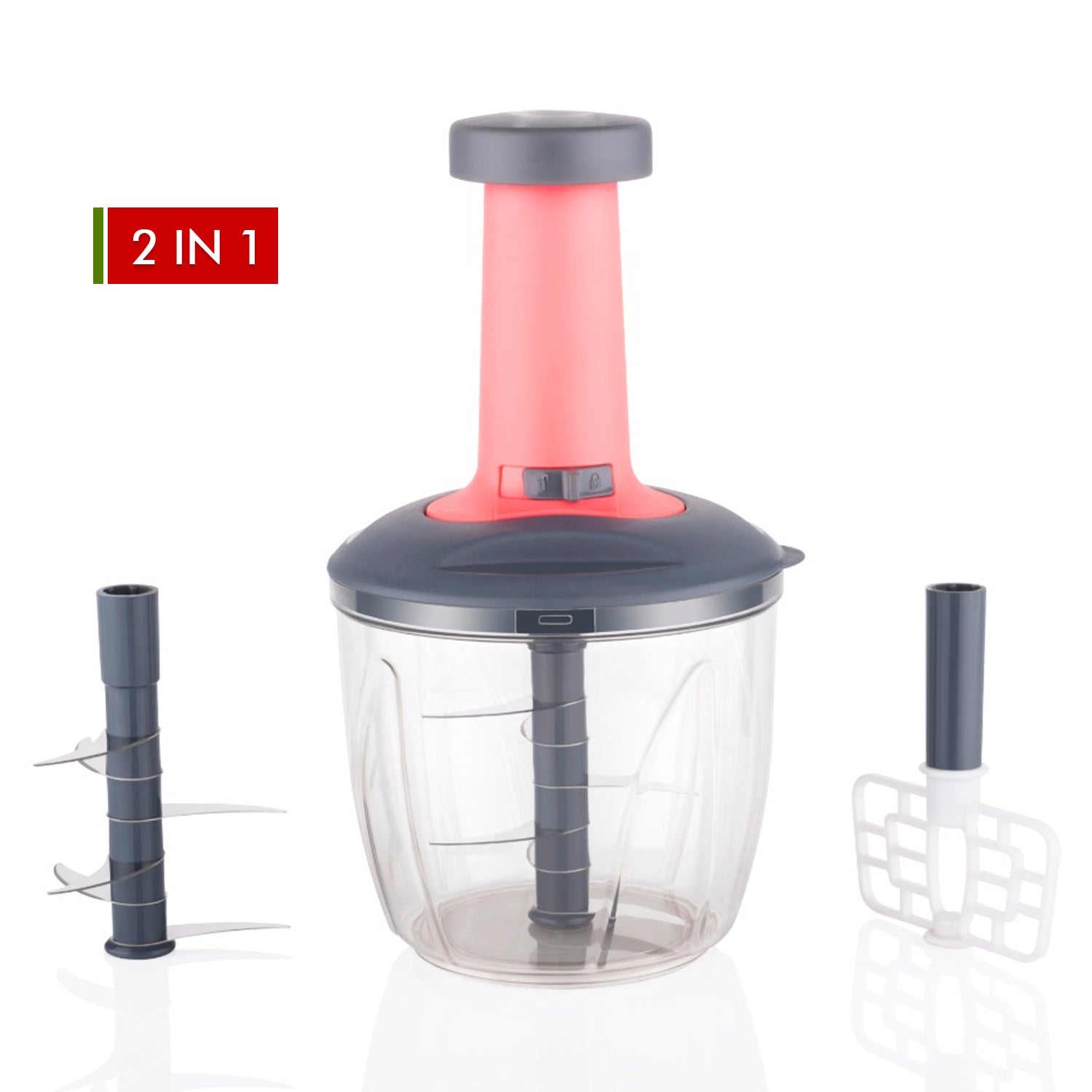1100 ml 2 in 1 Push up Chopper with affixed with 6 Sharp Blade | Vegetable and Fruit Cutter with Easy Push and chop Button - Shivani Jaswal 1100 ml 2 in 1 Push up Chopper with affixed with 6 Sharp Blade | Vegetable and Fruit Cutter with Easy Push and chop Button