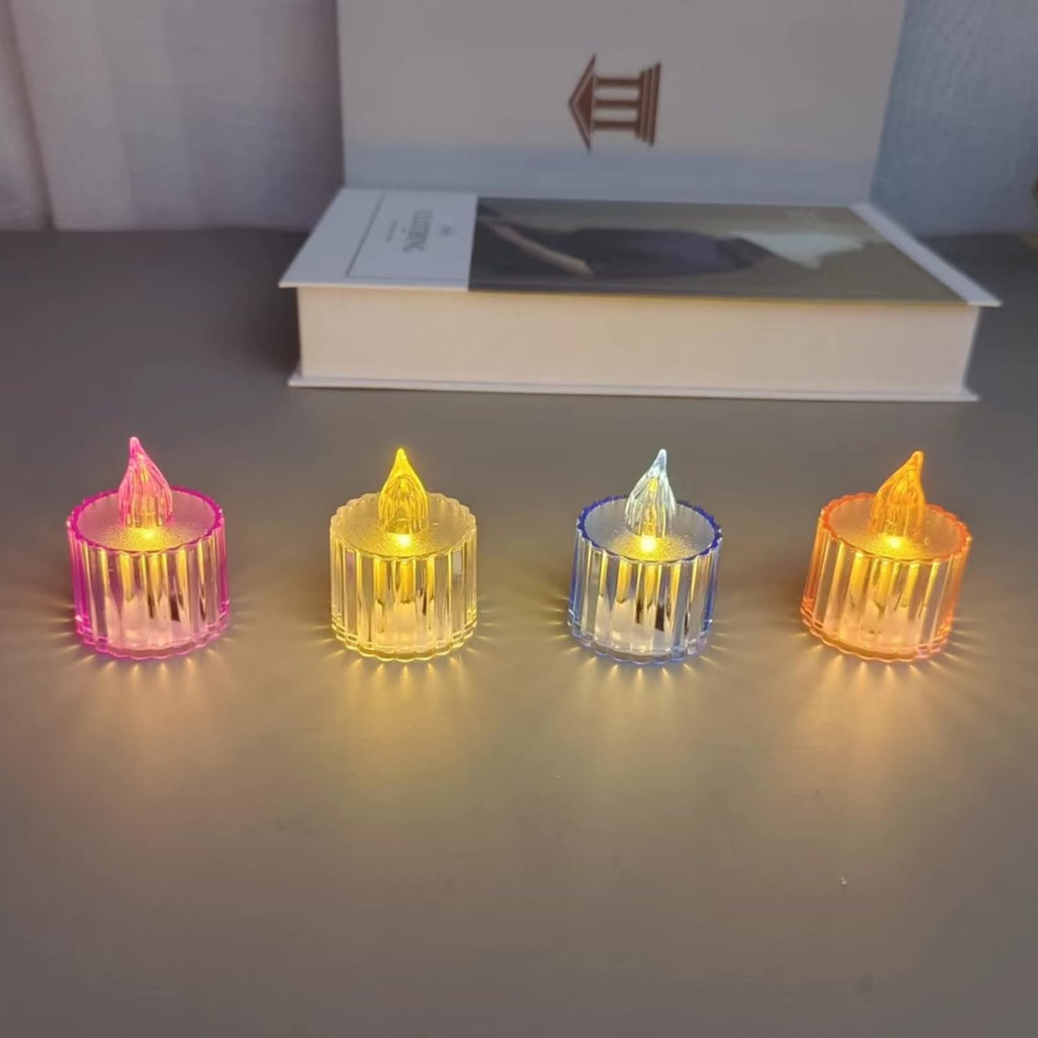 12 Pcs Flameless and Smokeless Decorative Acrylic Candles Transparent Led Tea Light Candle for Gifting, House, Diwali, Christmas, Festival, Events Decor Candles - Shivani Jaswal 12 Pcs Flameless and Smokeless Decorative Acrylic Candles Transparent Led Tea Light Candle for Gifting, House, Diwali, Christmas, Festival, Events Decor Candles