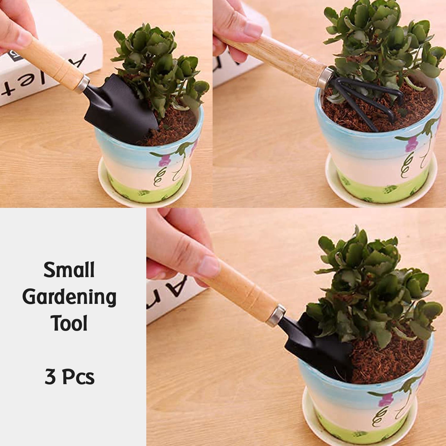 Small sized Hand Cultivator, Small Trowel, Garden Fork (Set of 3) - Shivani Jaswal Small sized Hand Cultivator, Small Trowel, Garden Fork (Set of 3)