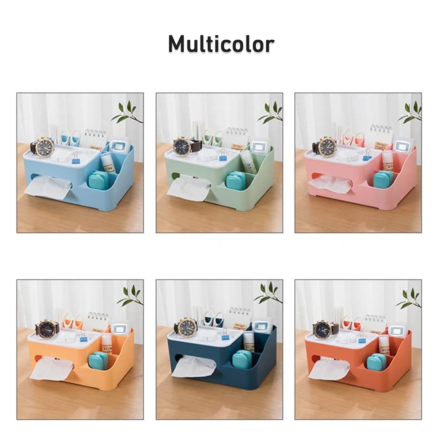 6-Compartment Desk Organizer – Multi-Function Storage for Tissue, Stationery, Remote & Mobile (Home/Office) - Shivani Jaswal 6-Compartment Desk Organizer – Multi-Function Storage for Tissue, Stationery, Remote & Mobile (Home/Office)