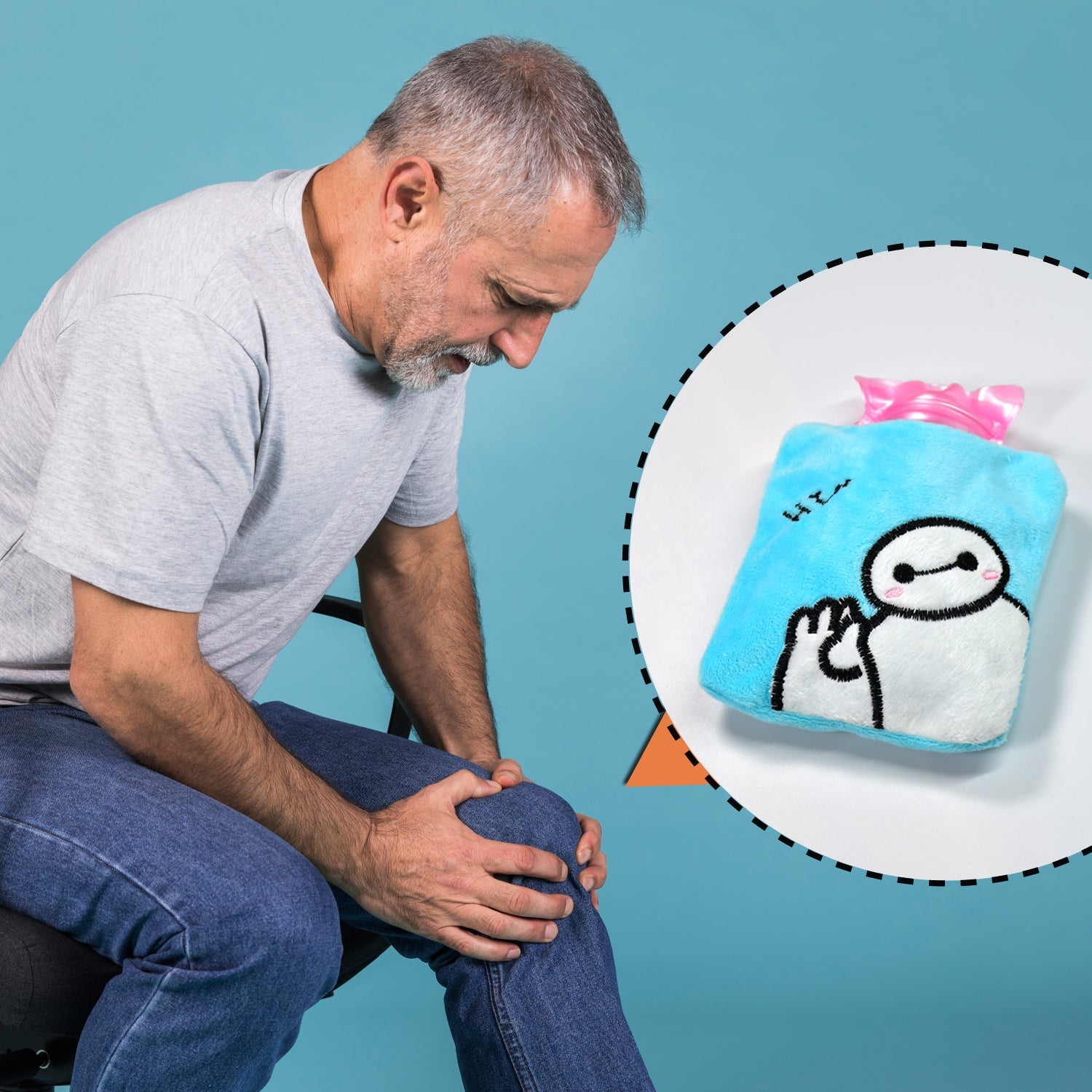 Blue Baymax Small Hot Water Bag with Cover for Pain Relief - Shivani Jaswal Blue Baymax Small Hot Water Bag with Cover for Pain Relief