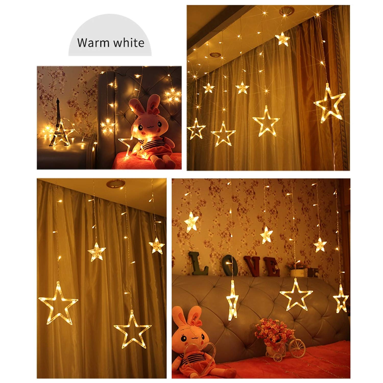 12 Stars Curtain String Lights, Window Curtain Lights with 8 Flashing Modes Decoration for Festivals-11 - Shivani Jaswal 12 Stars Curtain String Lights, Window Curtain Lights with 8 Flashing Modes Decoration for Festivals-11