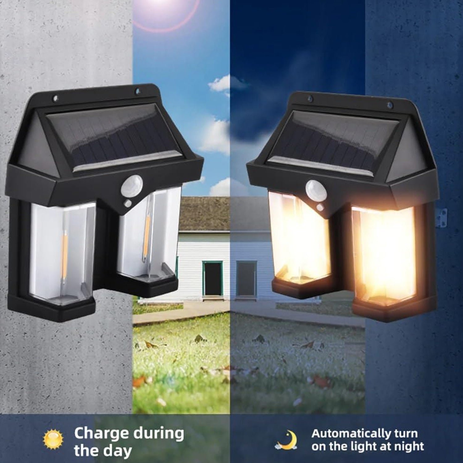 Outdoor Solar Wall Lamp Outdoor Waterproof High Quality Lamp Induction Garden Lamp Garden Villa Night Lamp Double Lamp Light (1 Pc) - Shivani Jaswal Outdoor Solar Wall Lamp Outdoor Waterproof High Quality Lamp Induction Garden Lamp Garden Villa Night Lamp Double Lamp Light (1 Pc)